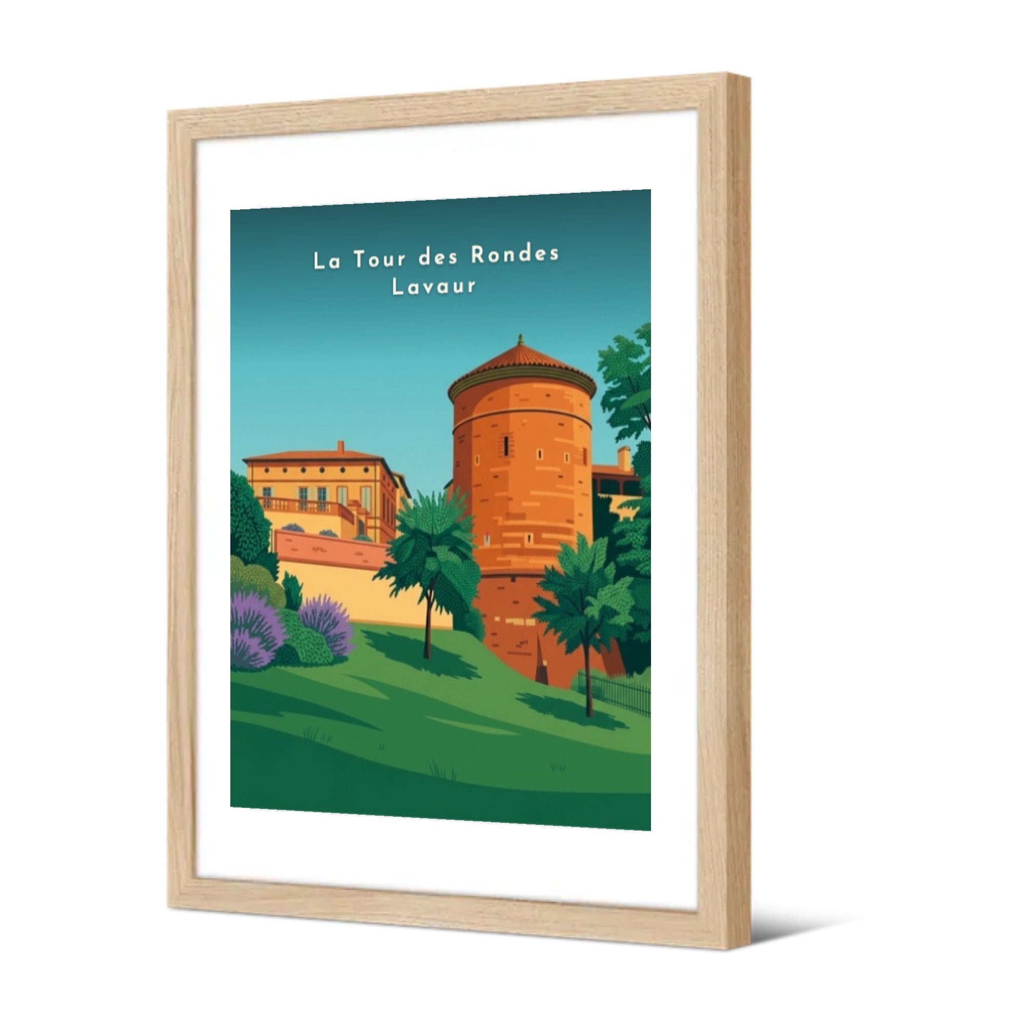 La Tour des Rondes Lavaur — Pôdevache, encadrée, vue de trois quarts