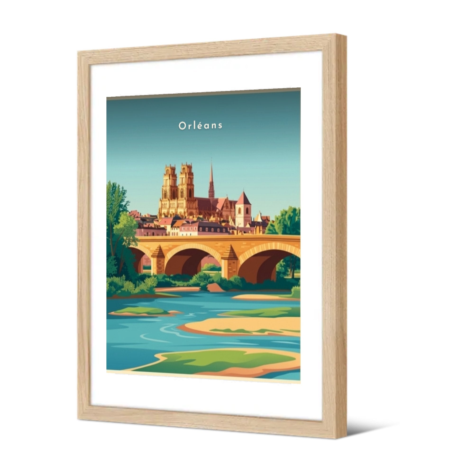 Cathédrale Sainte-Croix et pont George-V — Pôdevache, encadrée, vue de trois quarts