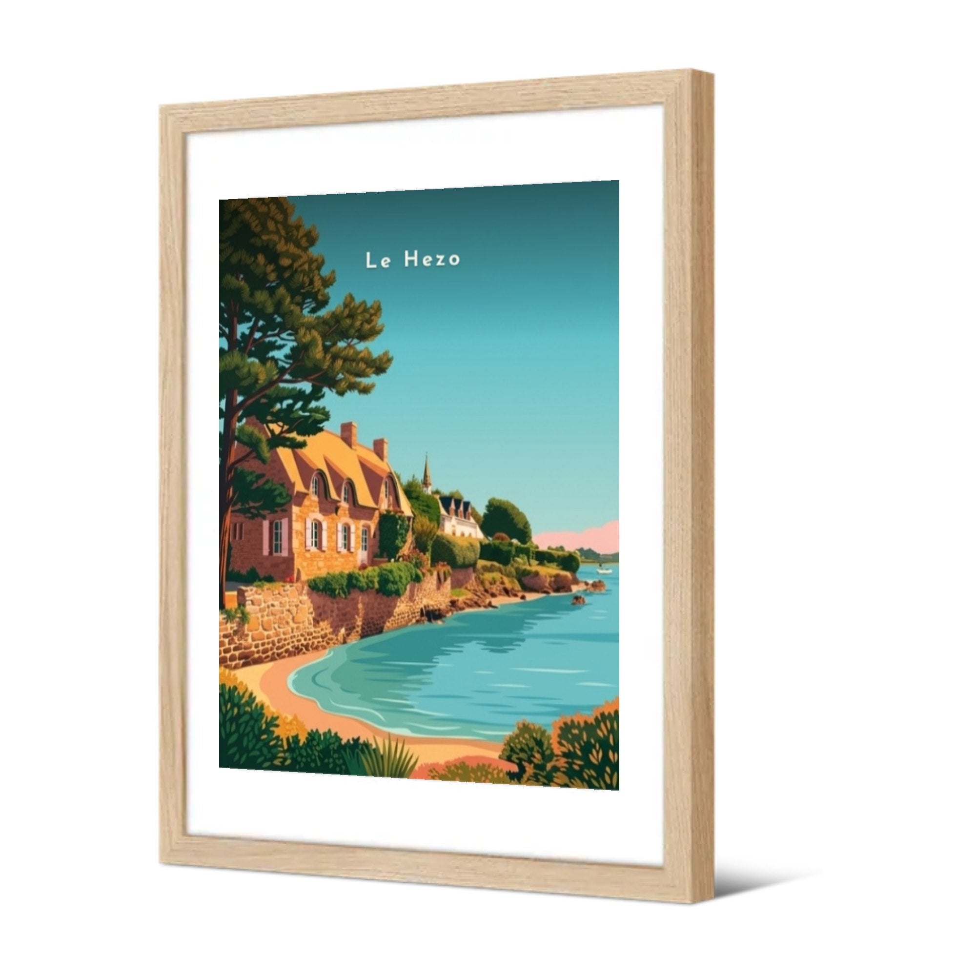 Maisons de pierre en bord d'anse — Pôdevache, encadrée, vue de trois quarts