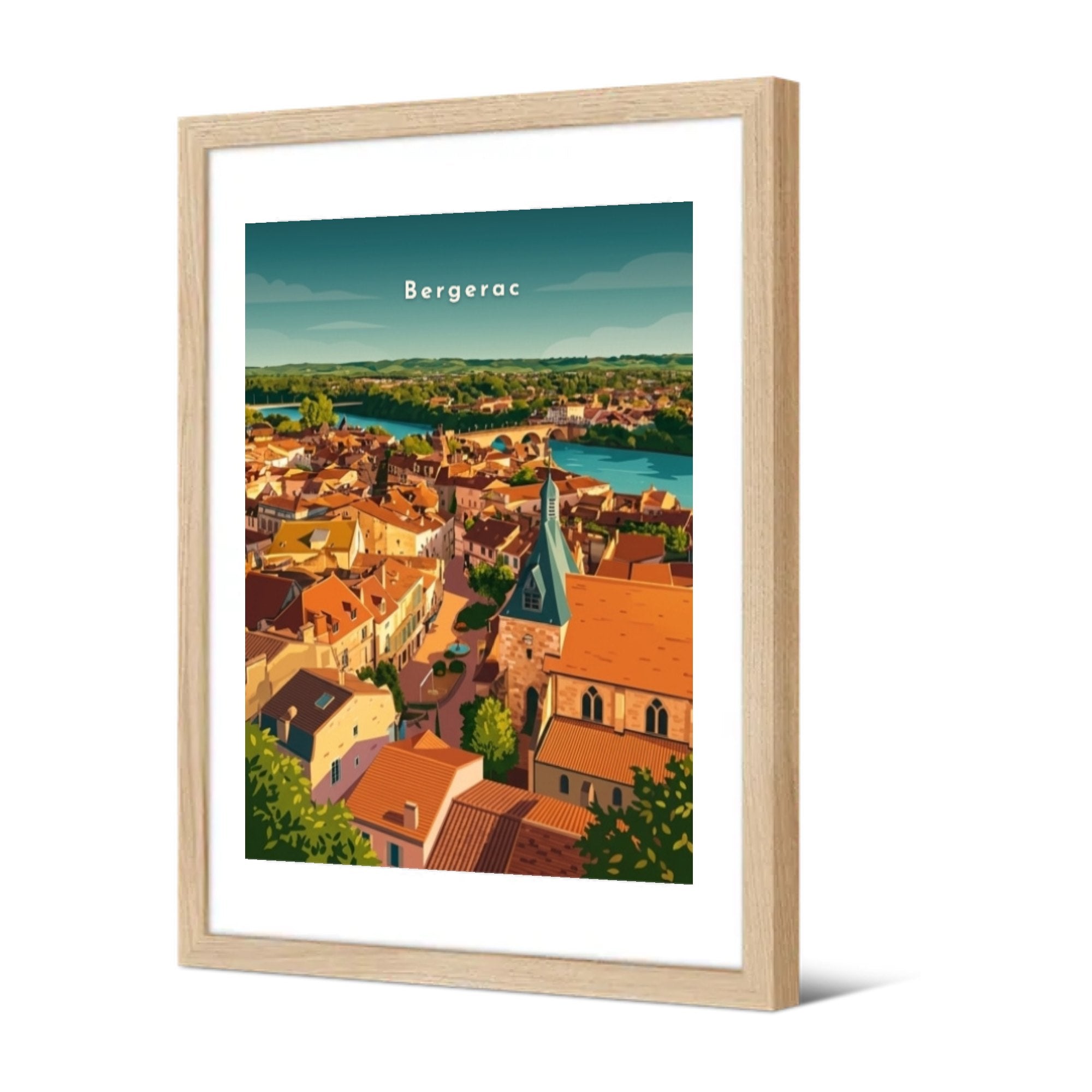 La vieille ville et la Dordogne — Pôdevache, encadrée, vue de trois quarts
