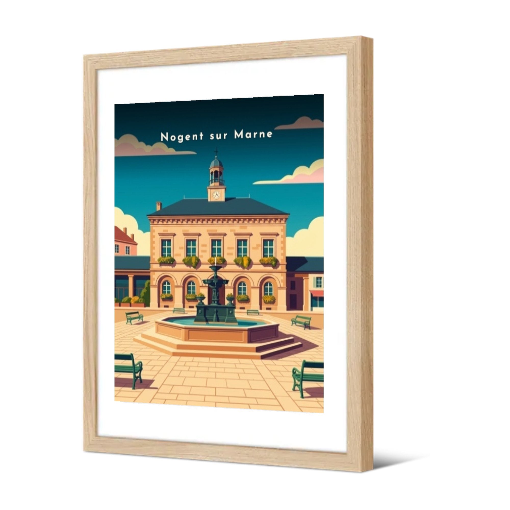La place de l'Hôtel de Ville — Pôdevache, encadrée, vue de trois quarts