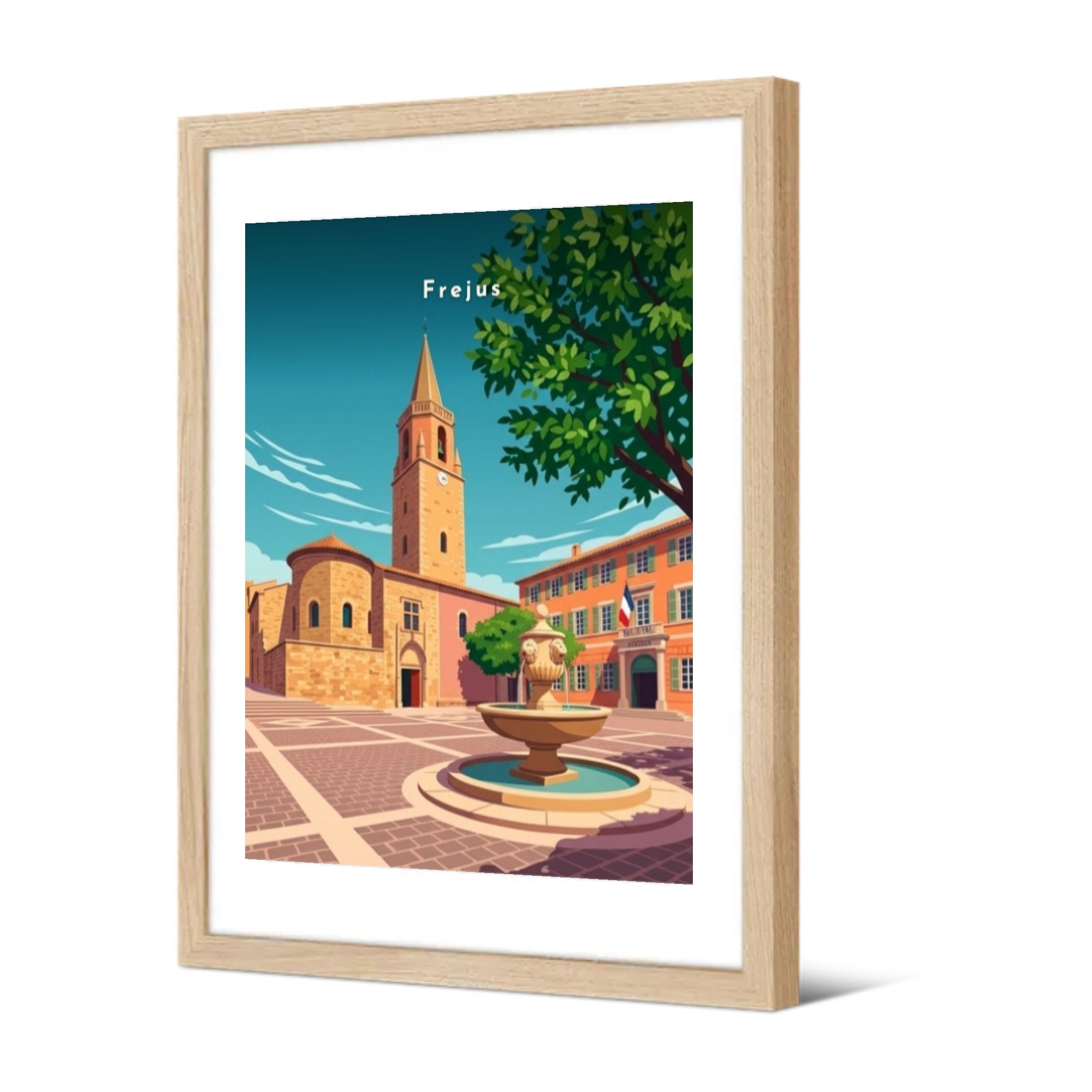 Place Formigé et le clocher Saint-Léonce — Pôdevache, encadrée, vue de trois quarts