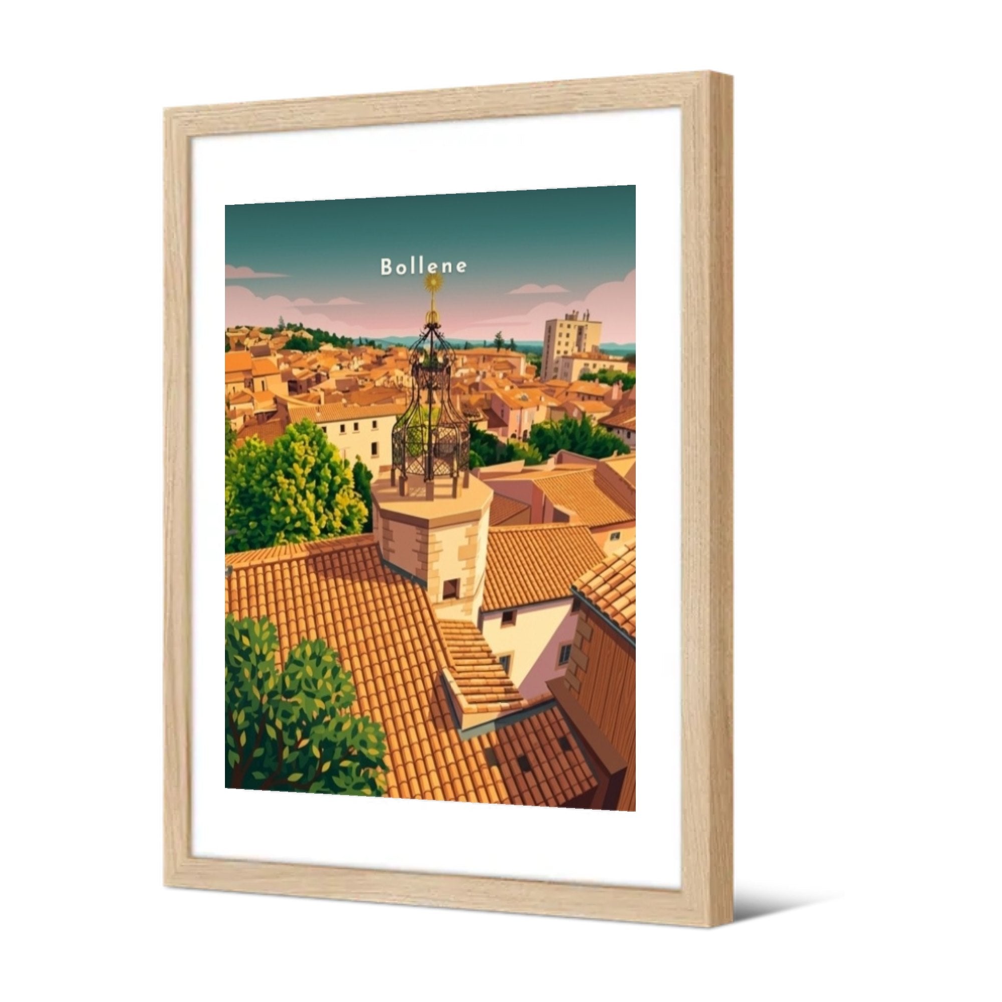 La tour de l'Horloge et les toits — Pôdevache, encadrée, vue de trois quarts