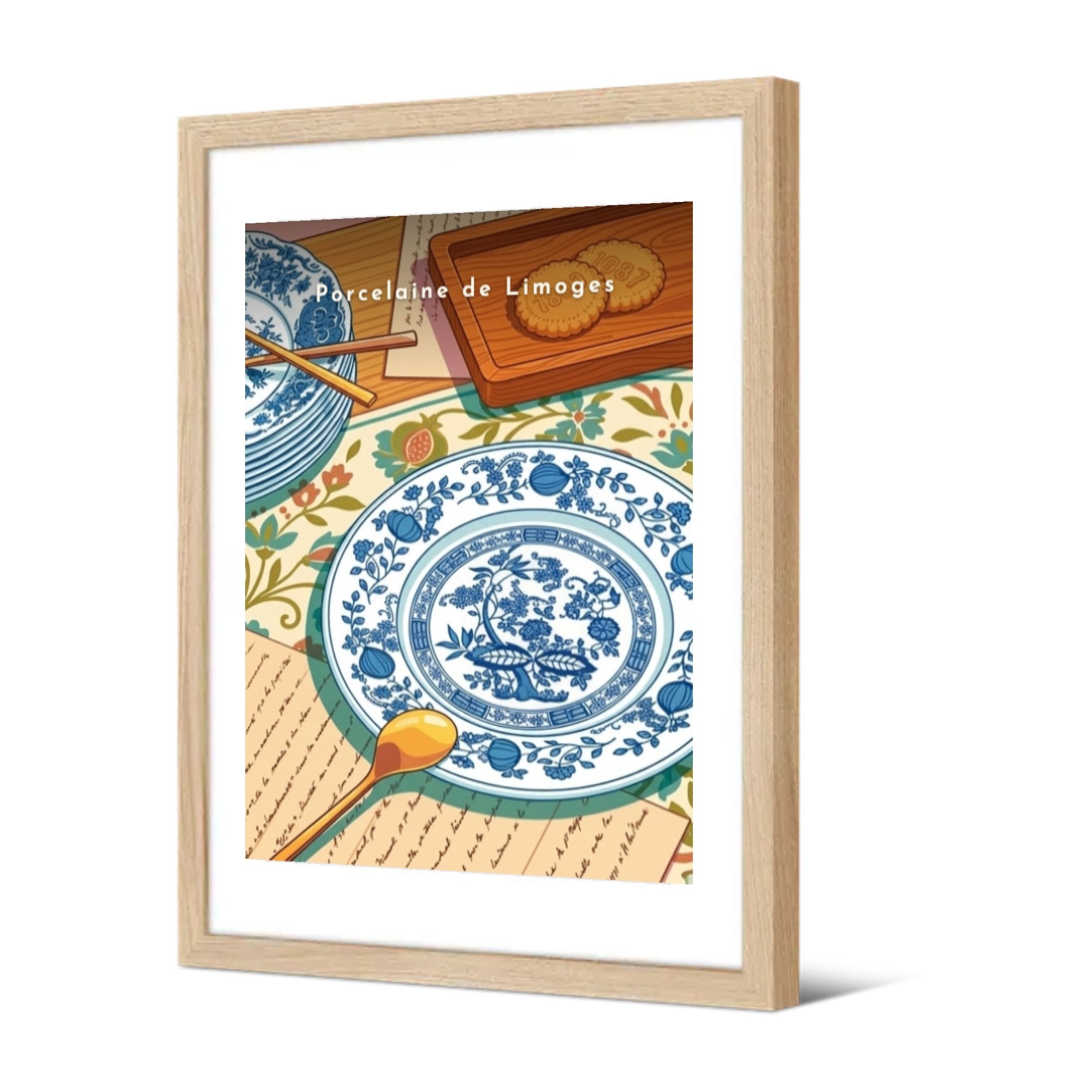 Porcelaine de Limoges — Pôdevache, encadrée, vue de trois quarts