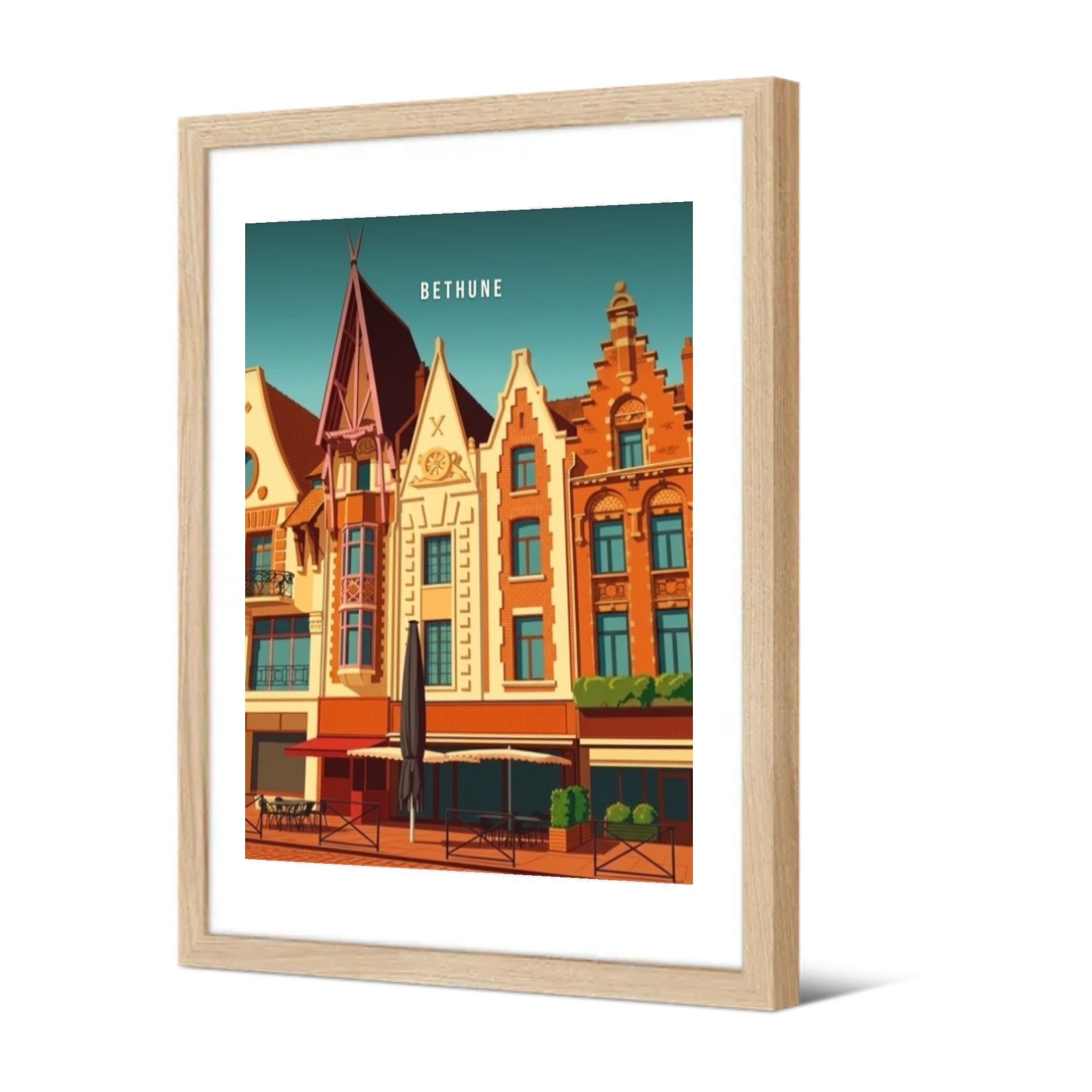 Façades de la Grand-Place — Pôdevache, encadrée, vue de trois quarts