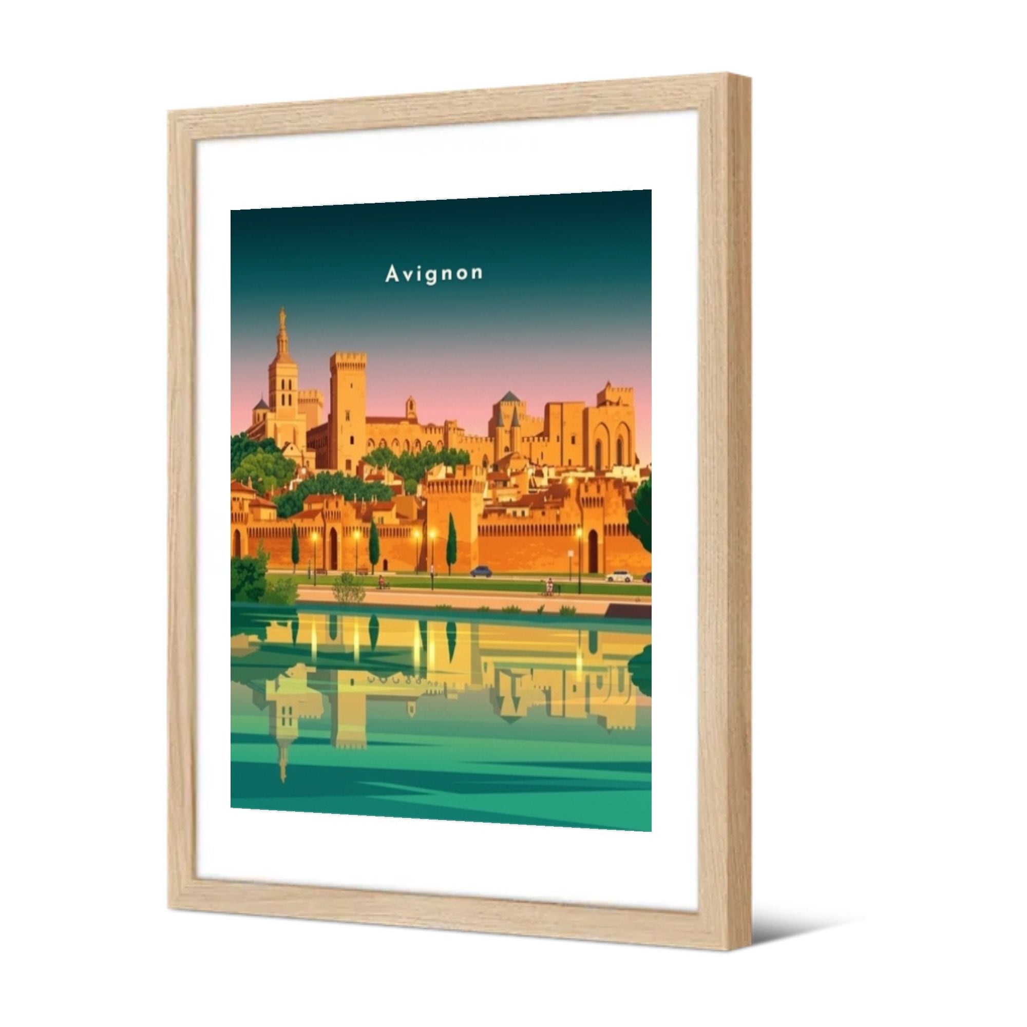 Le Palais des Papes et les remparts — Pôdevache, encadrée, vue de trois quarts