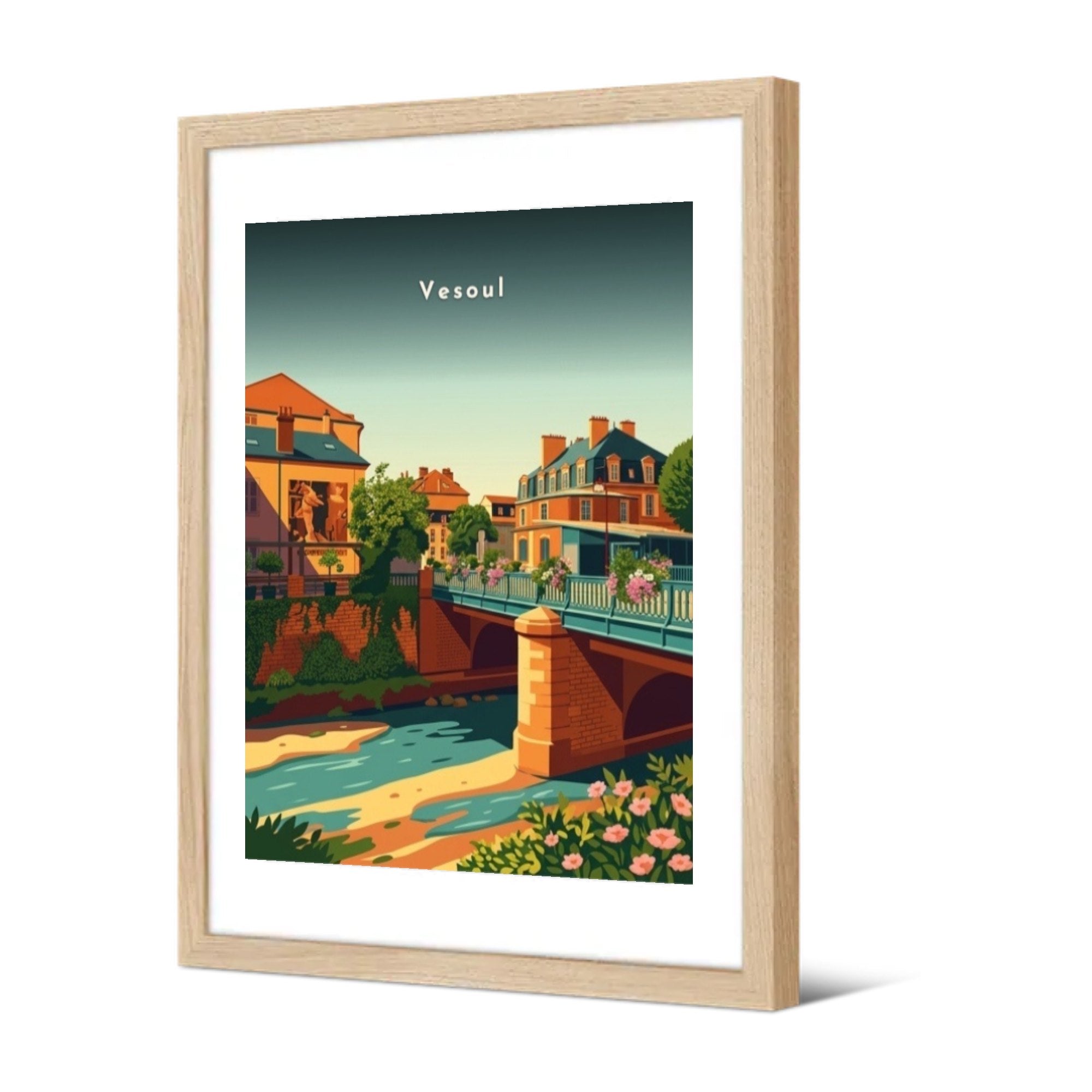 Le pont fleuri sur le Durgeon — Pôdevache, encadrée, vue de trois quarts
