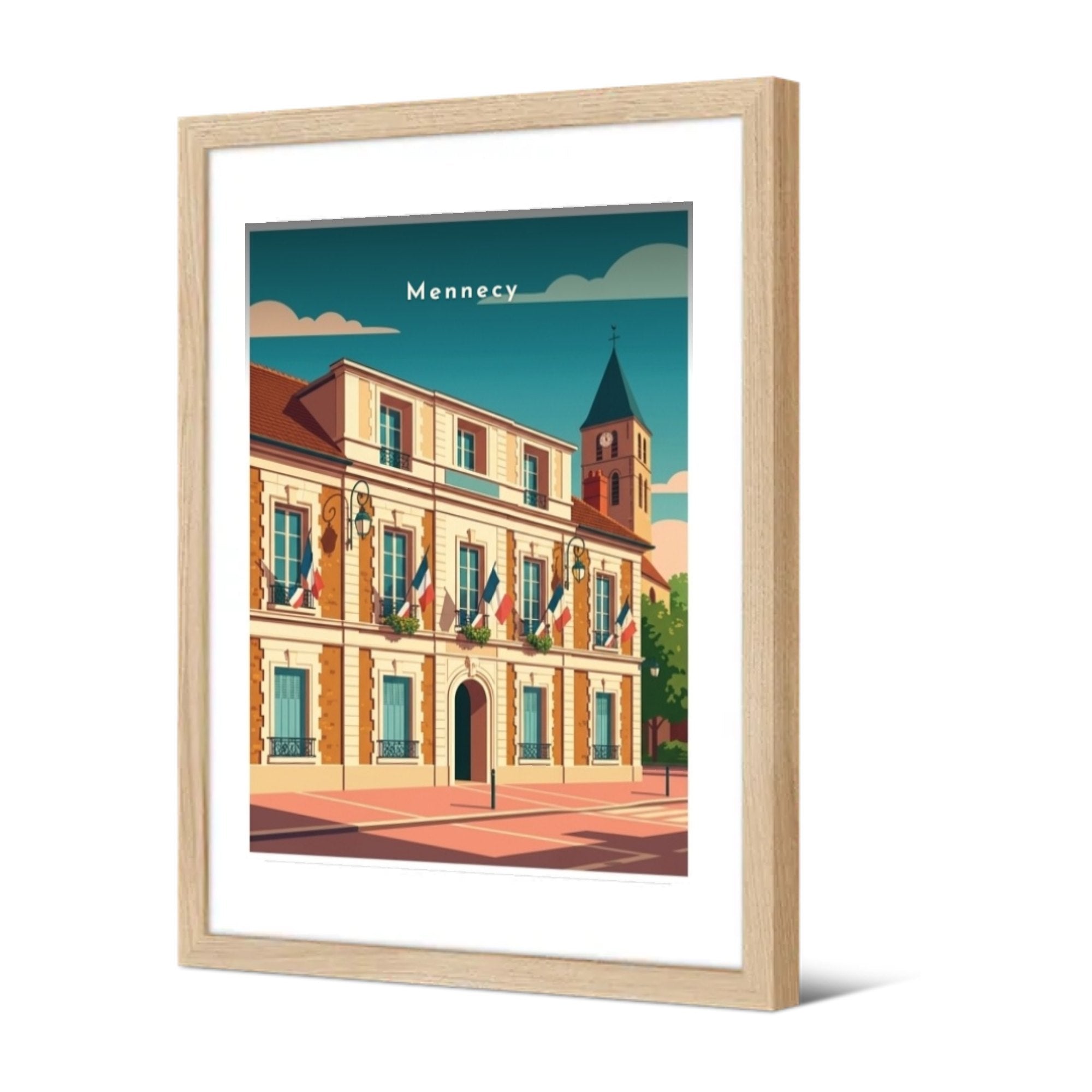 La Mairie et l'église Saint-Pierre — Pôdevache, encadrée, vue de trois quarts