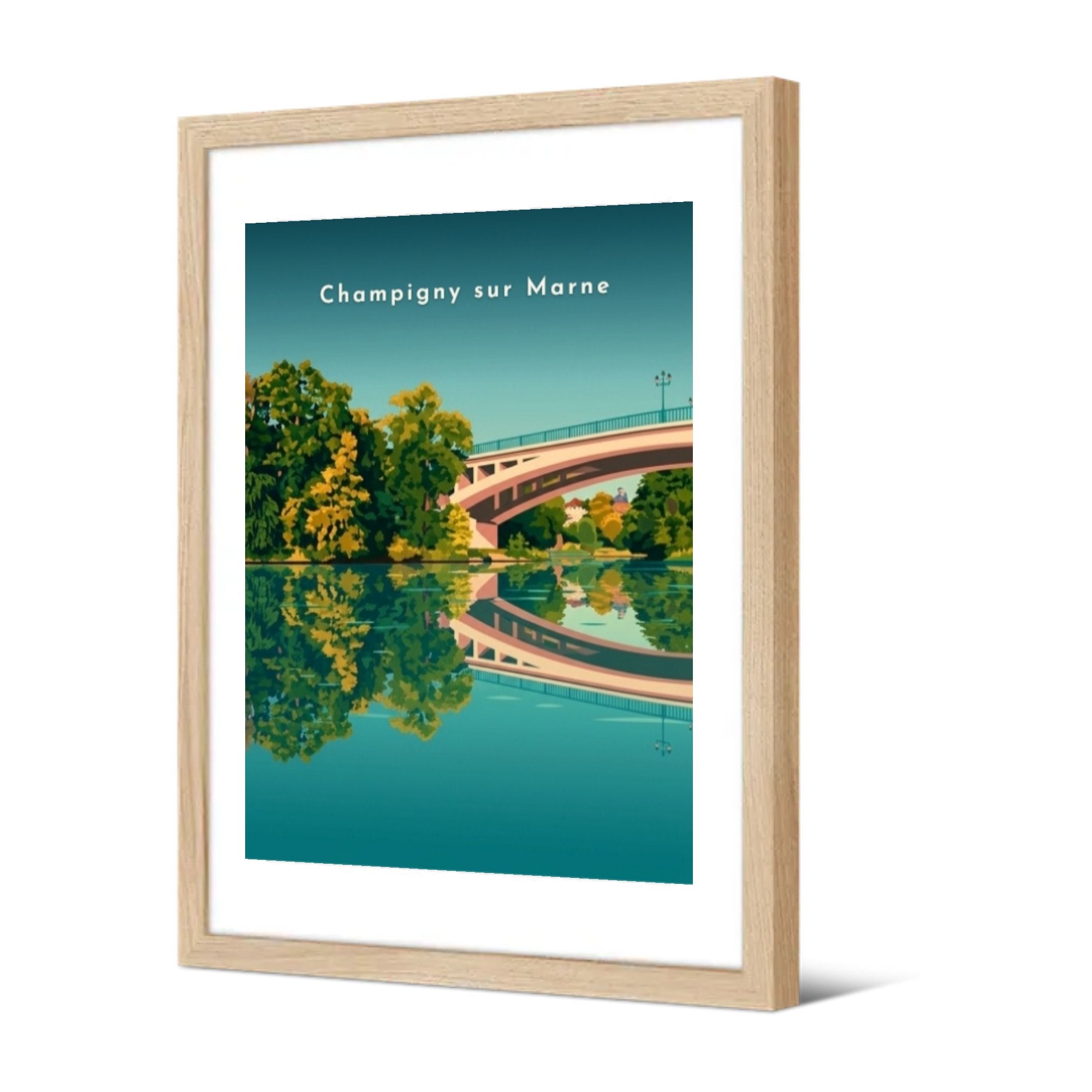 Le pont et son reflet — Pôdevache, encadrée, vue de trois quarts