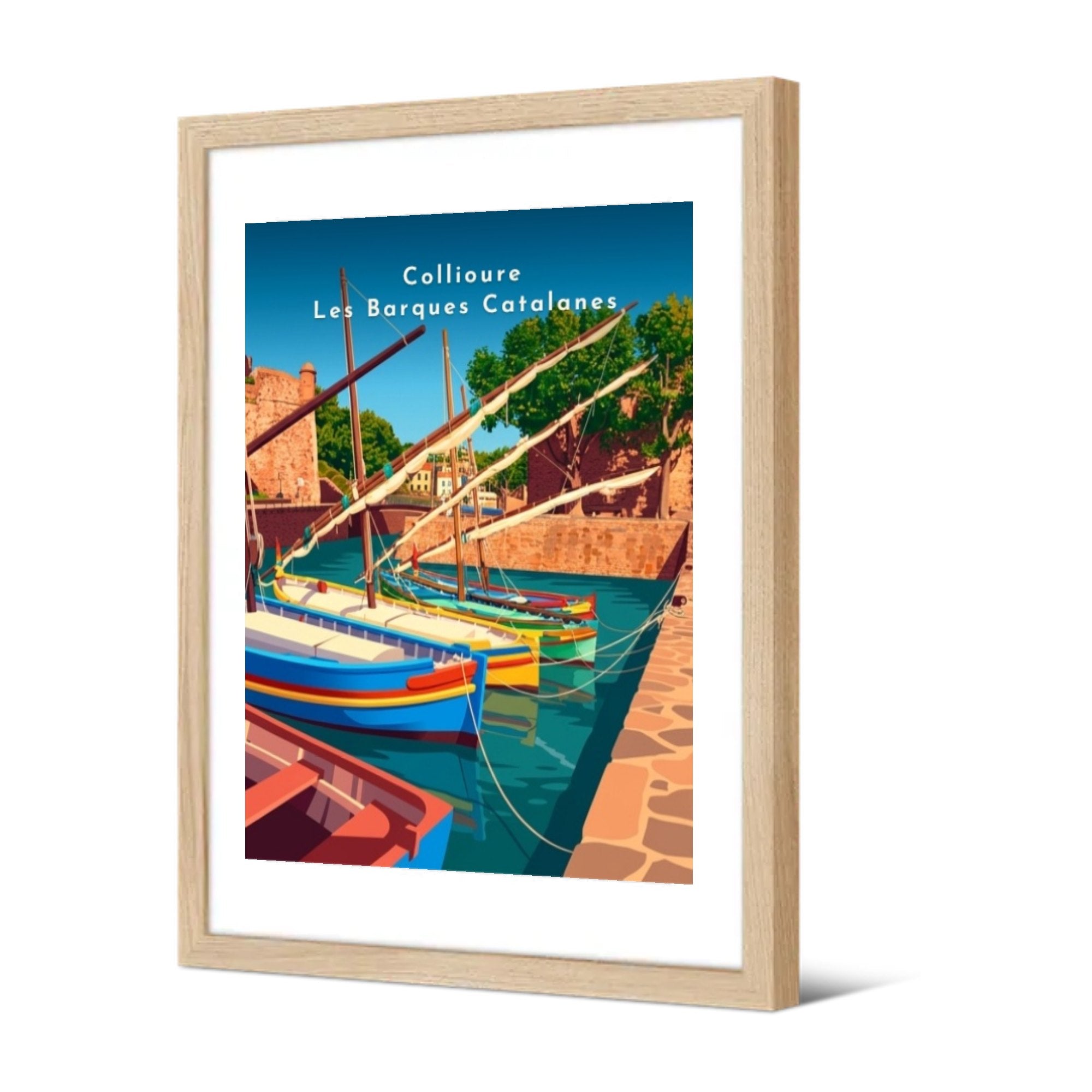 Collioure Les Barques Catalanes — Pôdevache, encadrée, vue de trois quarts