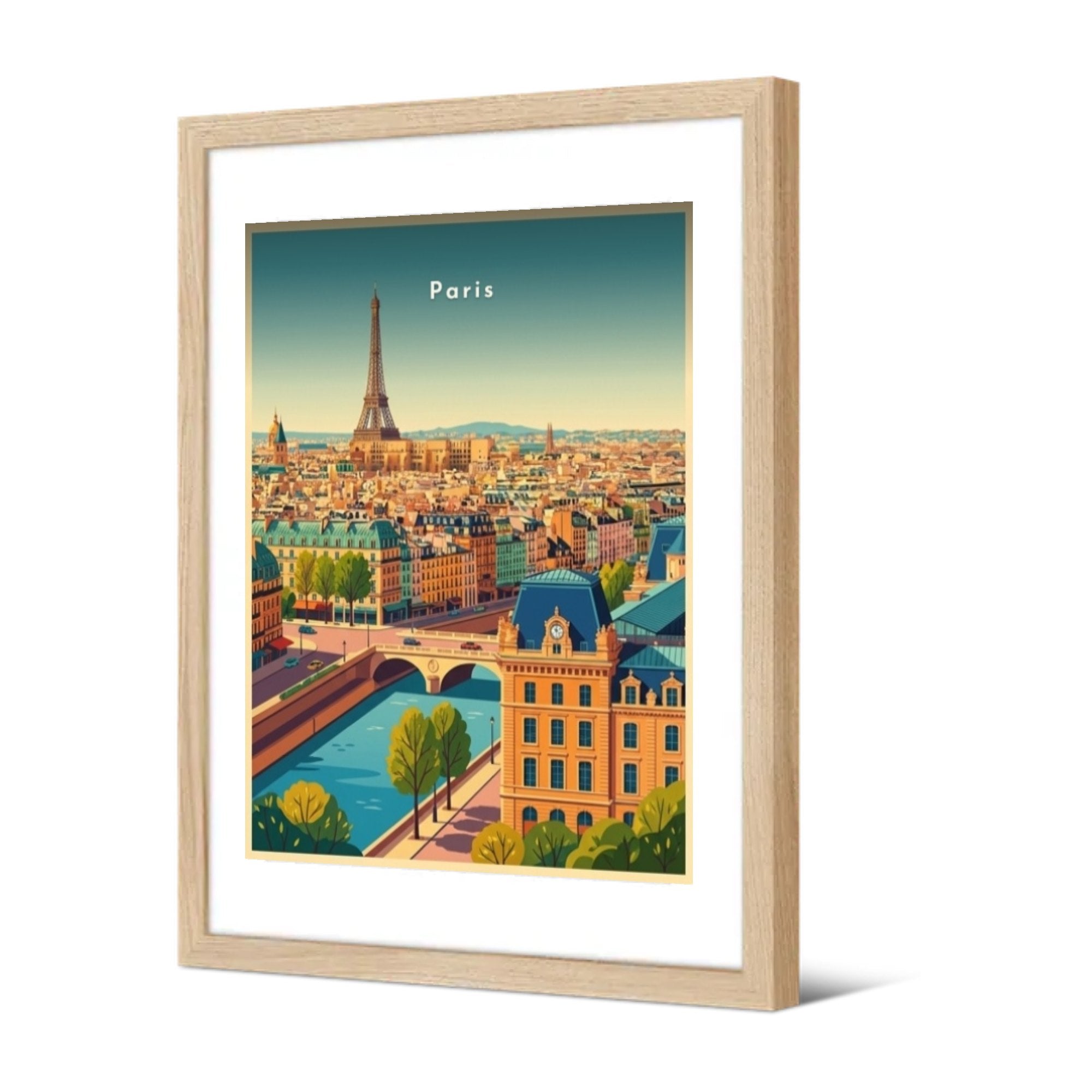 Panorama sur la Seine et la tour Eiffel — Pôdevache, encadrée, vue de trois quarts
