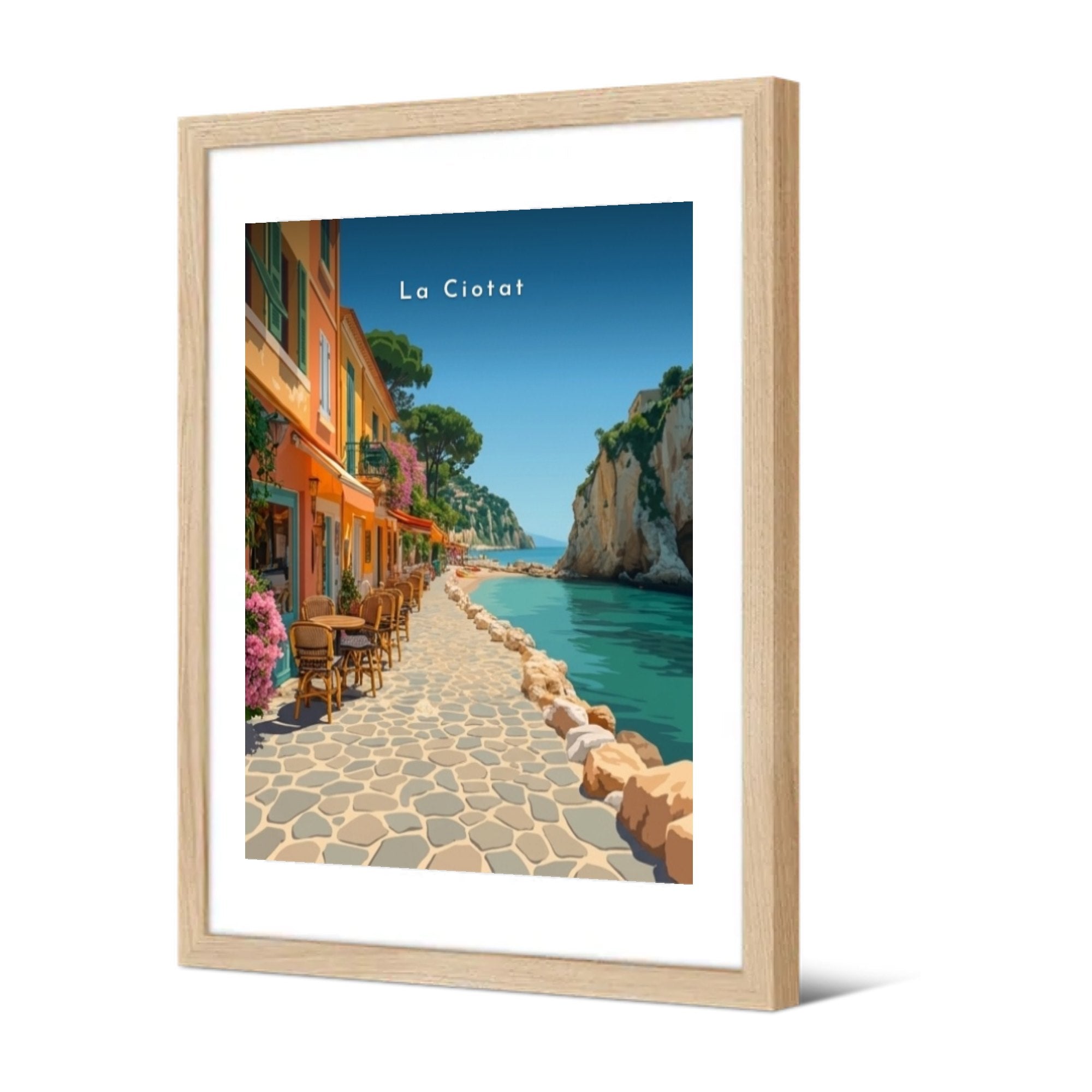 Terrasses au bord de la calanque — Pôdevache, encadrée, vue de trois quarts