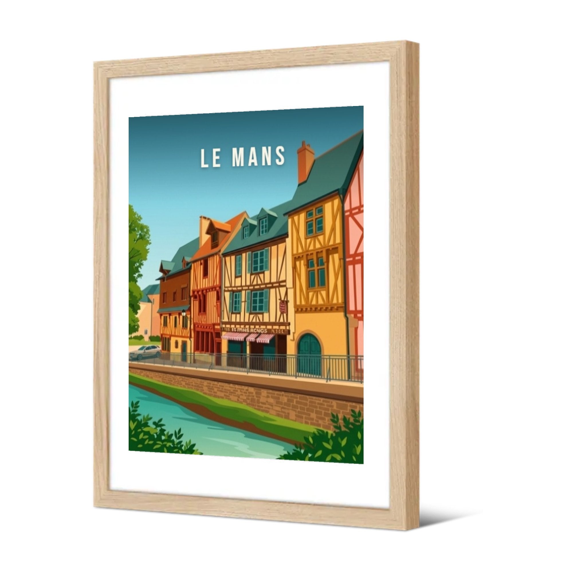 Maisons à pans de bois sur la Sarthe — Pôdevache, encadrée, vue de trois quarts