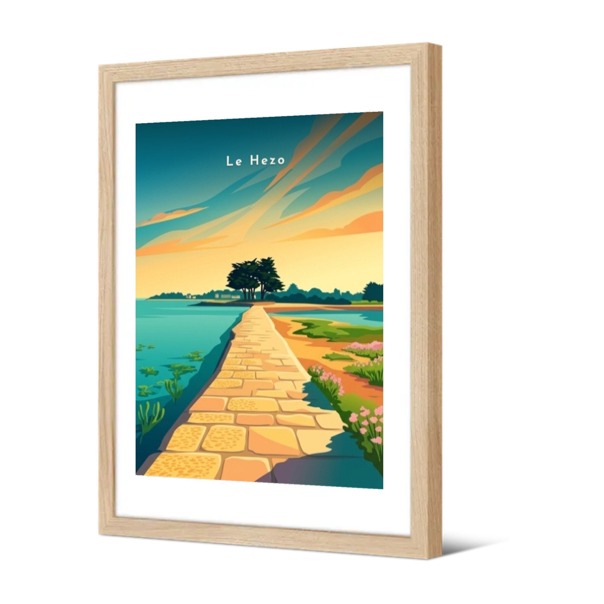 Le sentier côtier et les pins — Pôdevache, encadrée, vue de trois quarts