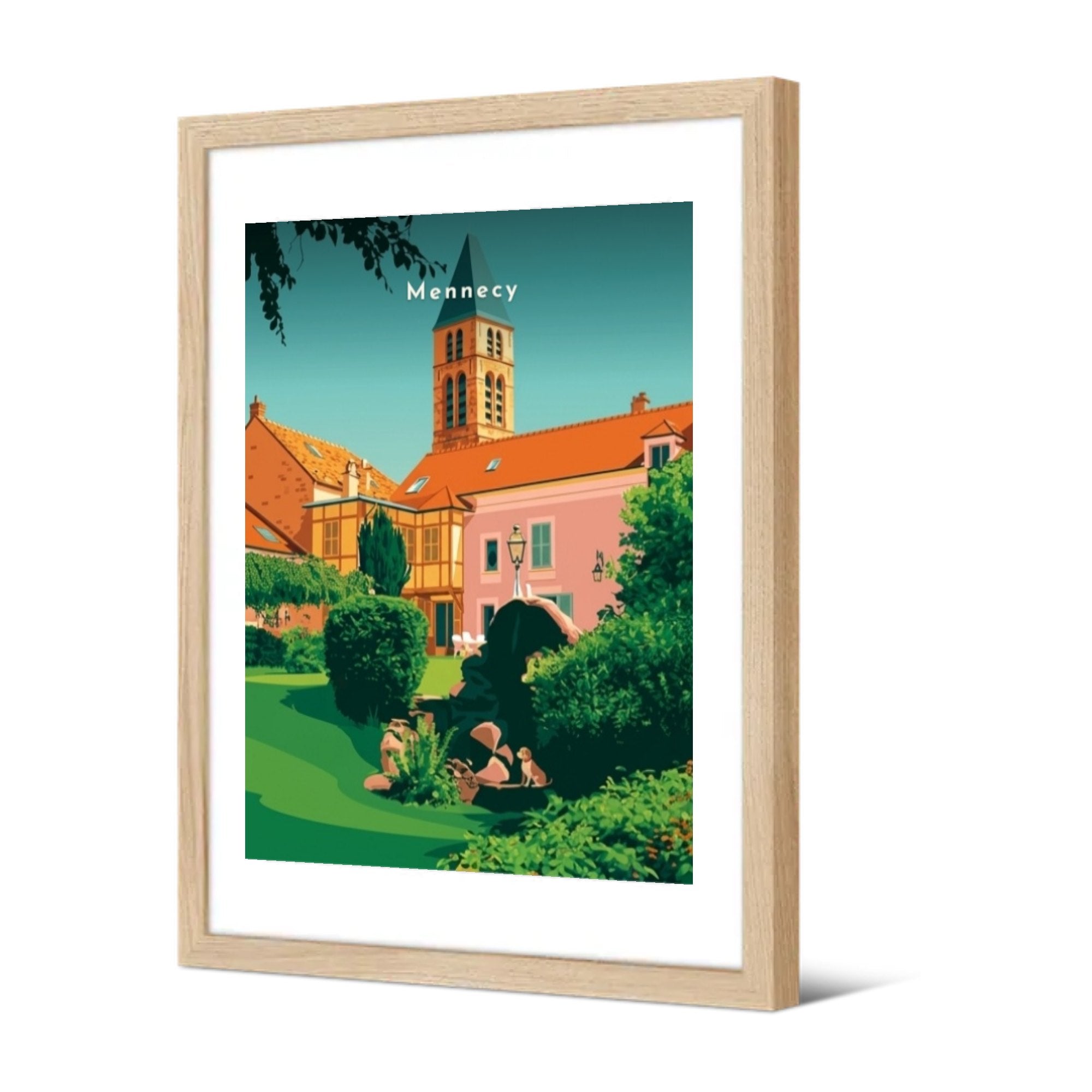 L'église Saint-Pierre depuis le jardin — Pôdevache, encadrée, vue de trois quarts