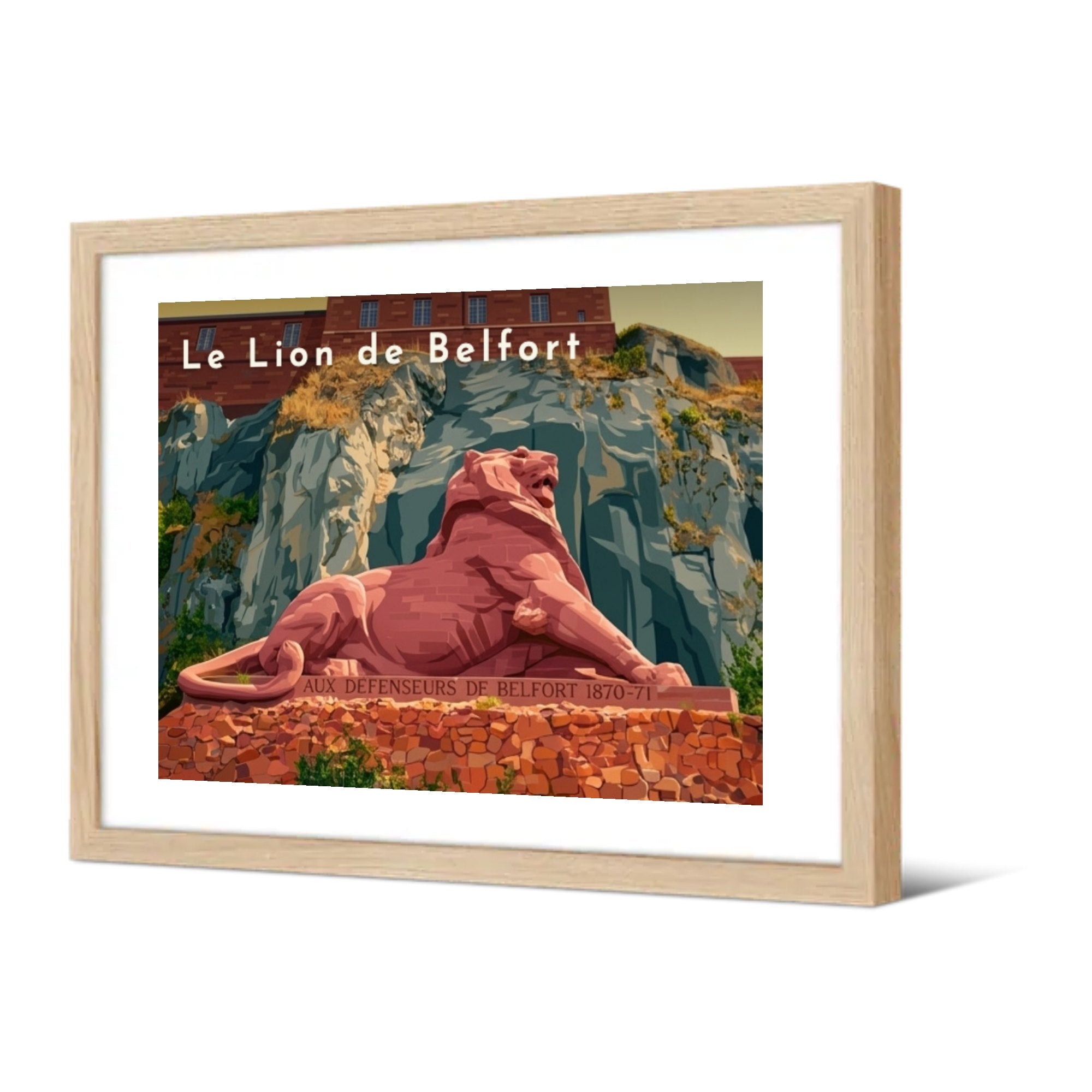 Le Lion de Belfort — Pôdevache, encadrée, vue de trois quarts