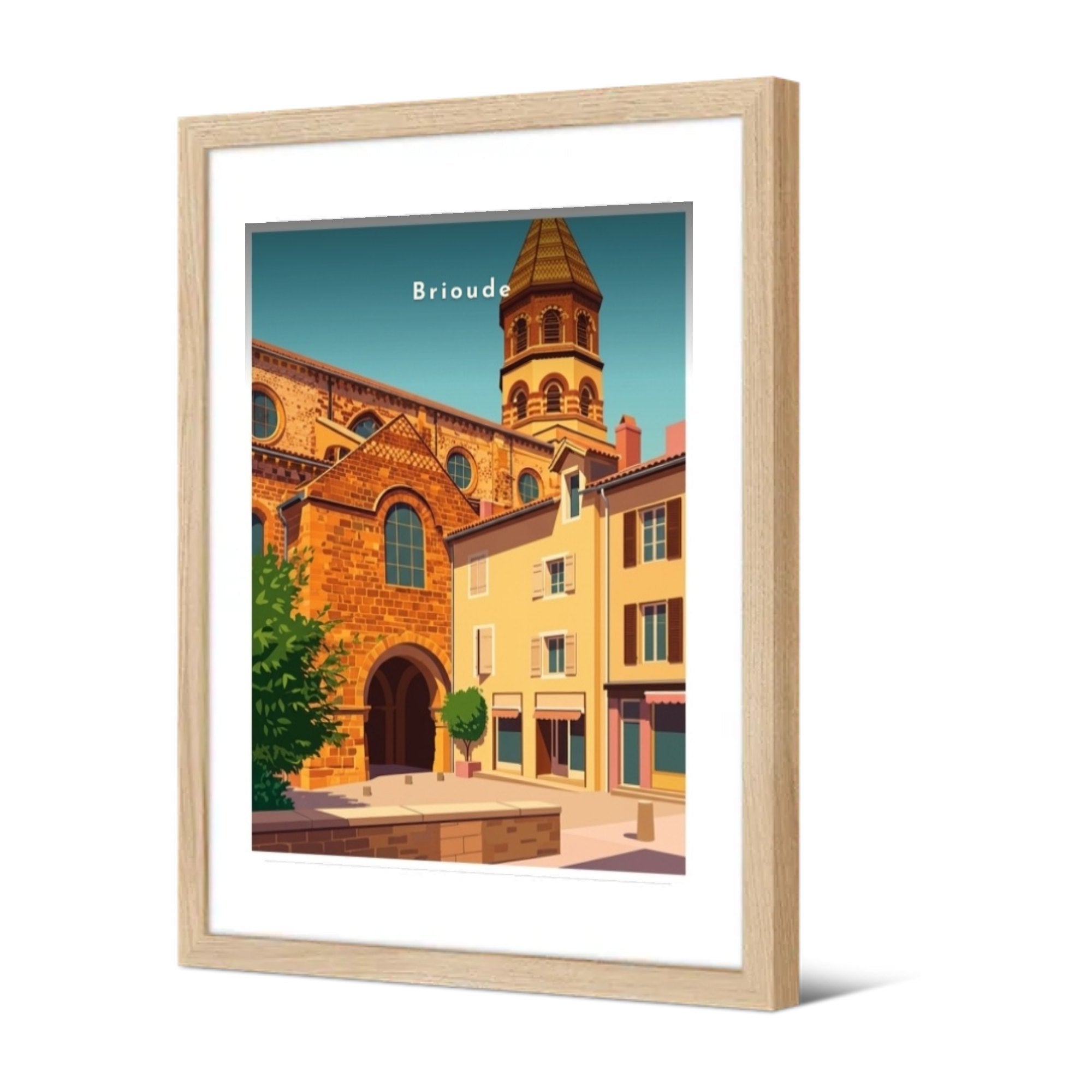 Place et clocher de la basilique — Pôdevache, encadrée, vue de trois quarts