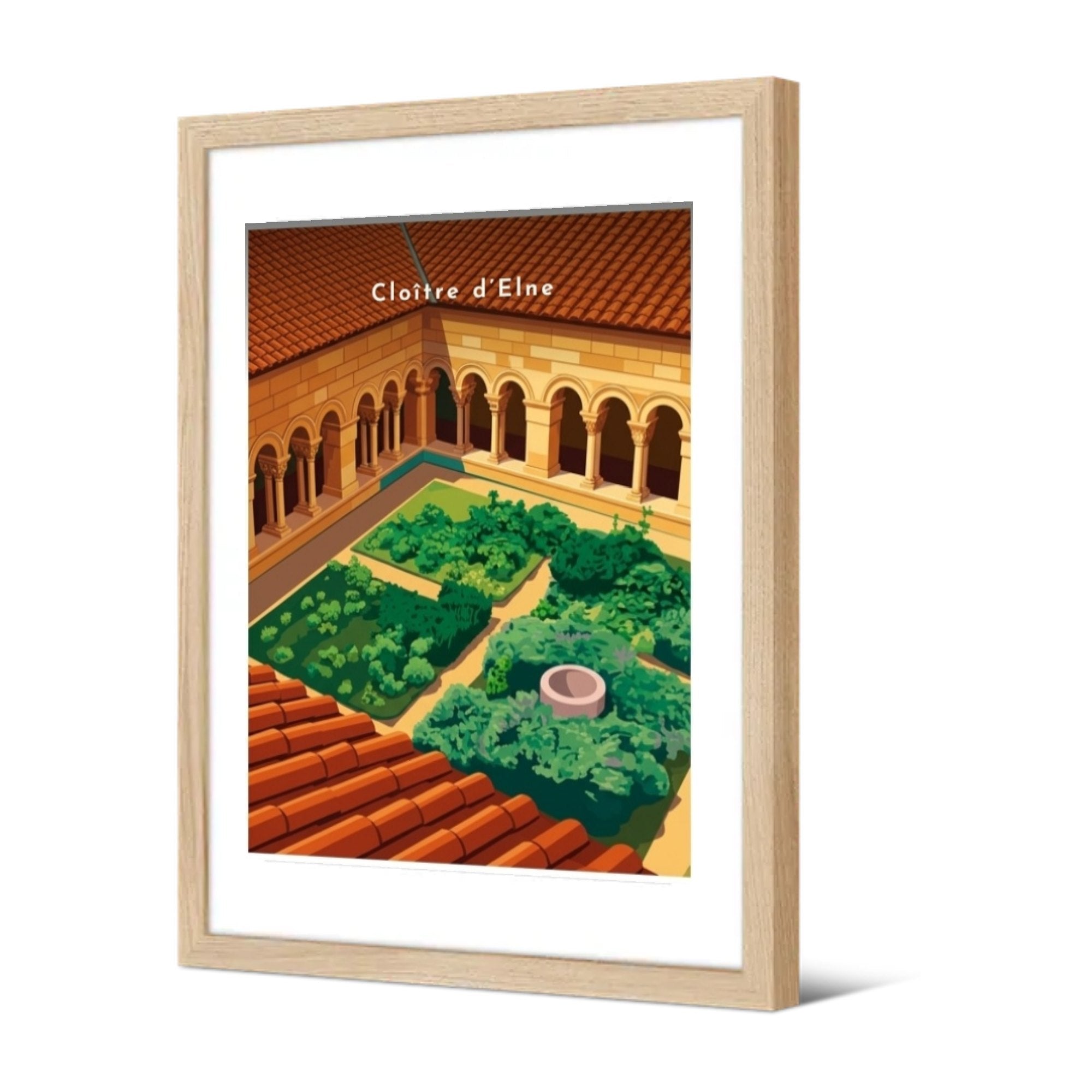 Cloître d’Elne — Pôdevache, encadrée, vue de trois quarts