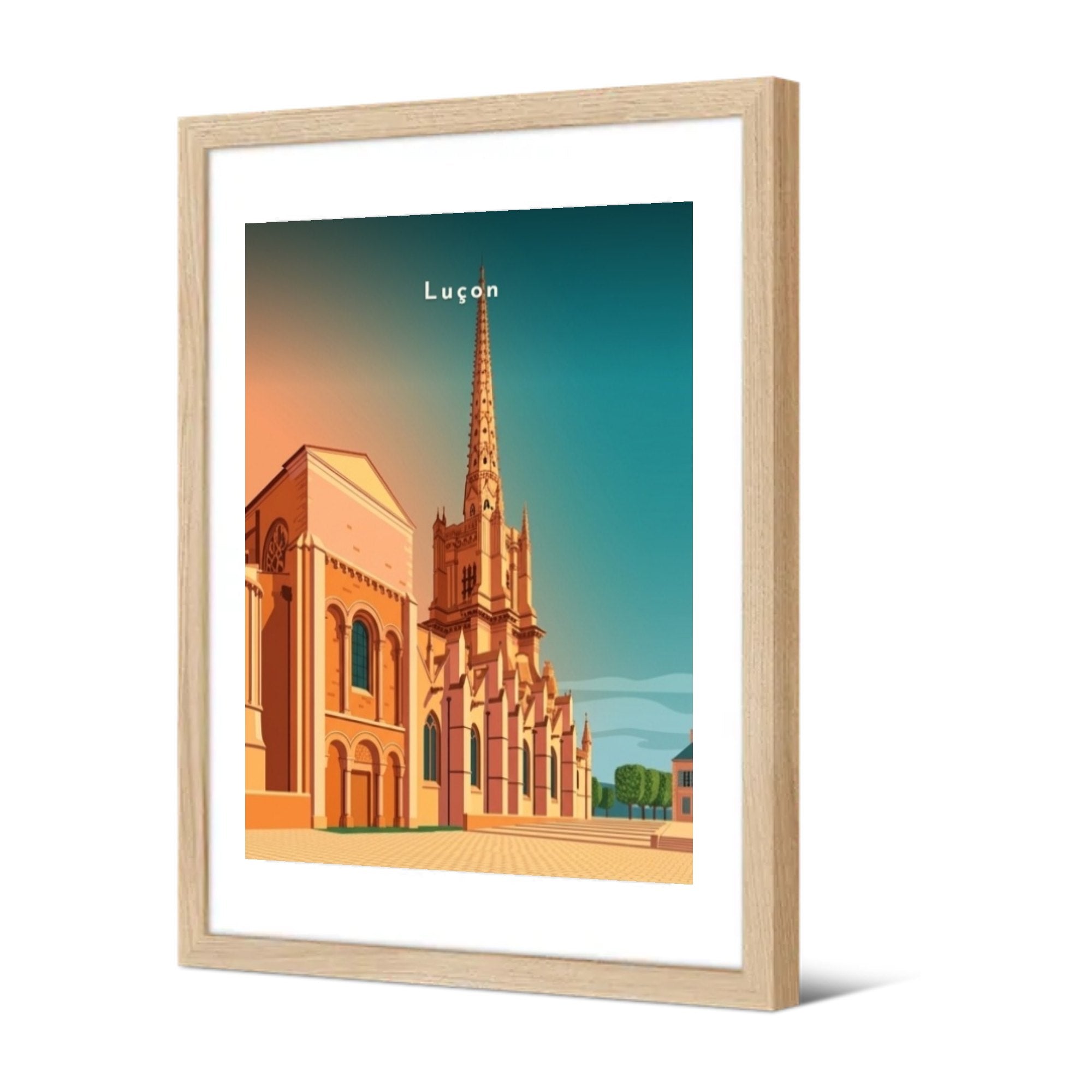 La cathédrale et son parvis — Pôdevache, encadrée, vue de trois quarts