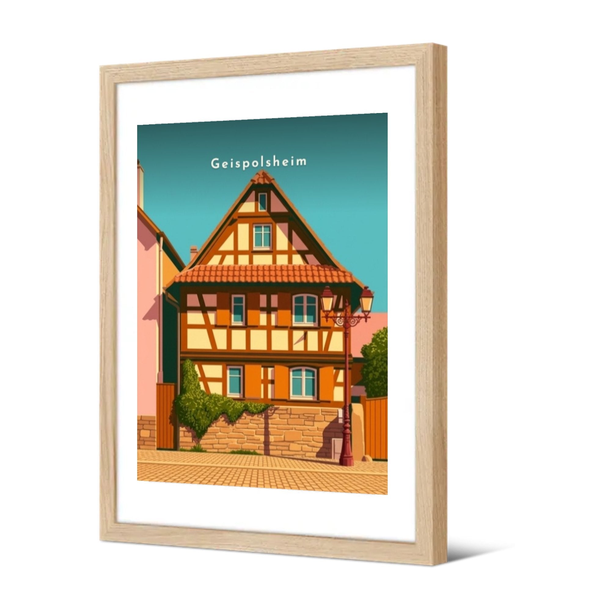 Maison alsacienne à colombages — Pôdevache, encadrée, vue de trois quarts