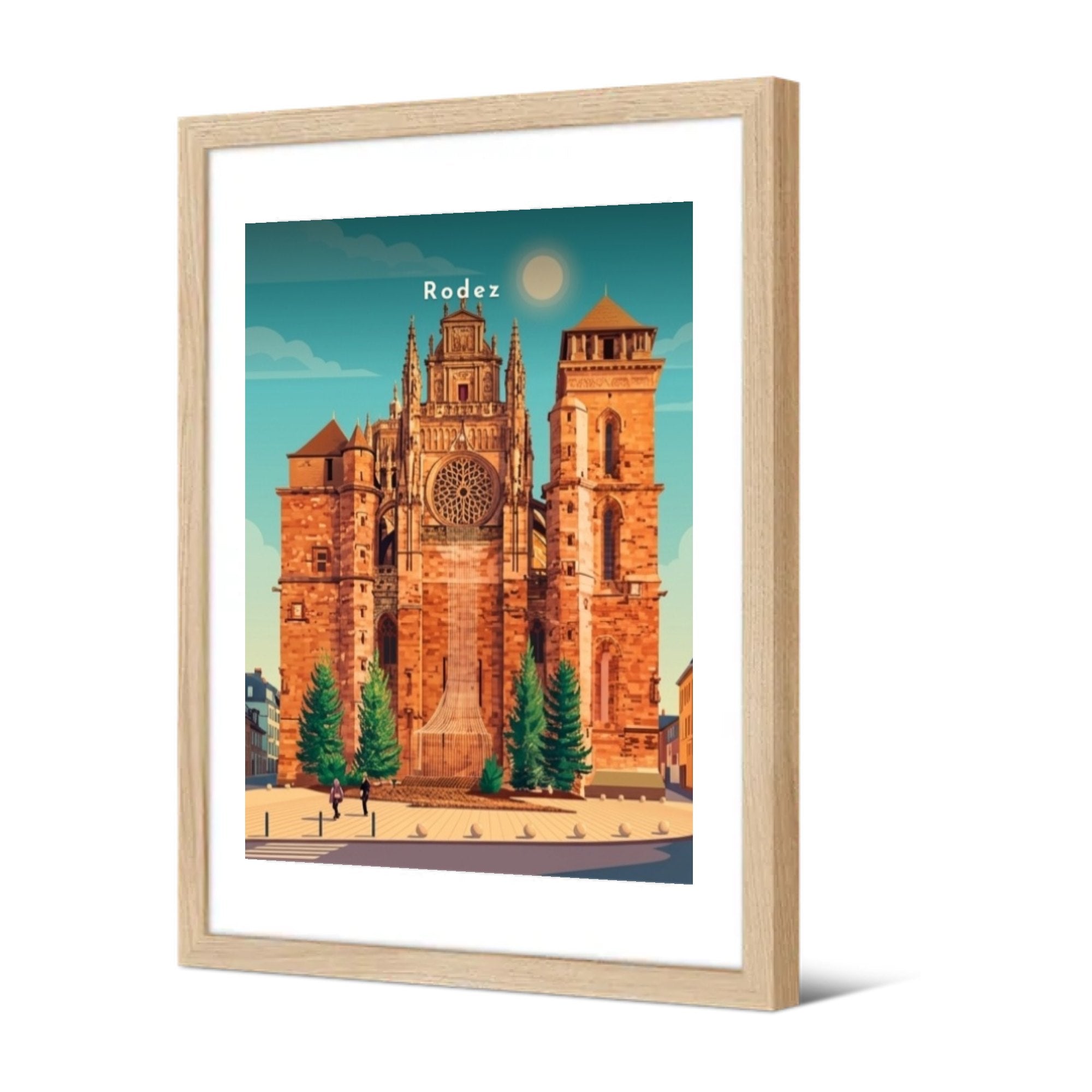 Façade de la cathédrale Notre-Dame — Pôdevache, encadrée, vue de trois quarts