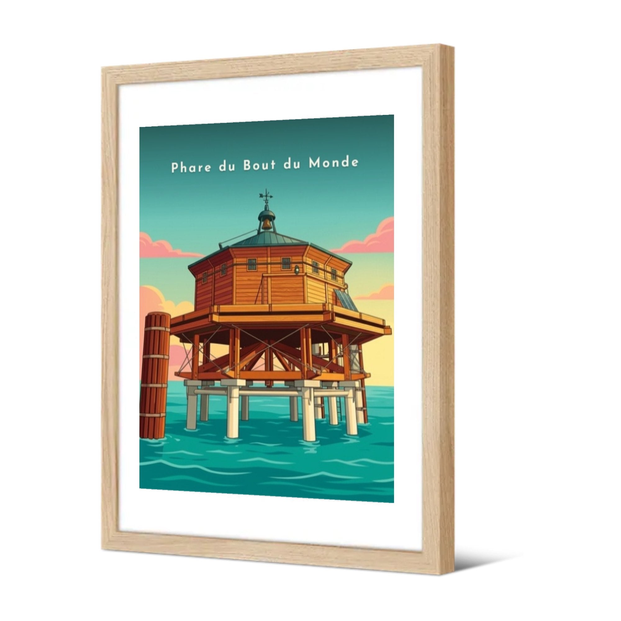 Phare du Bout du Monde — Pôdevache, encadrée, vue de trois quarts