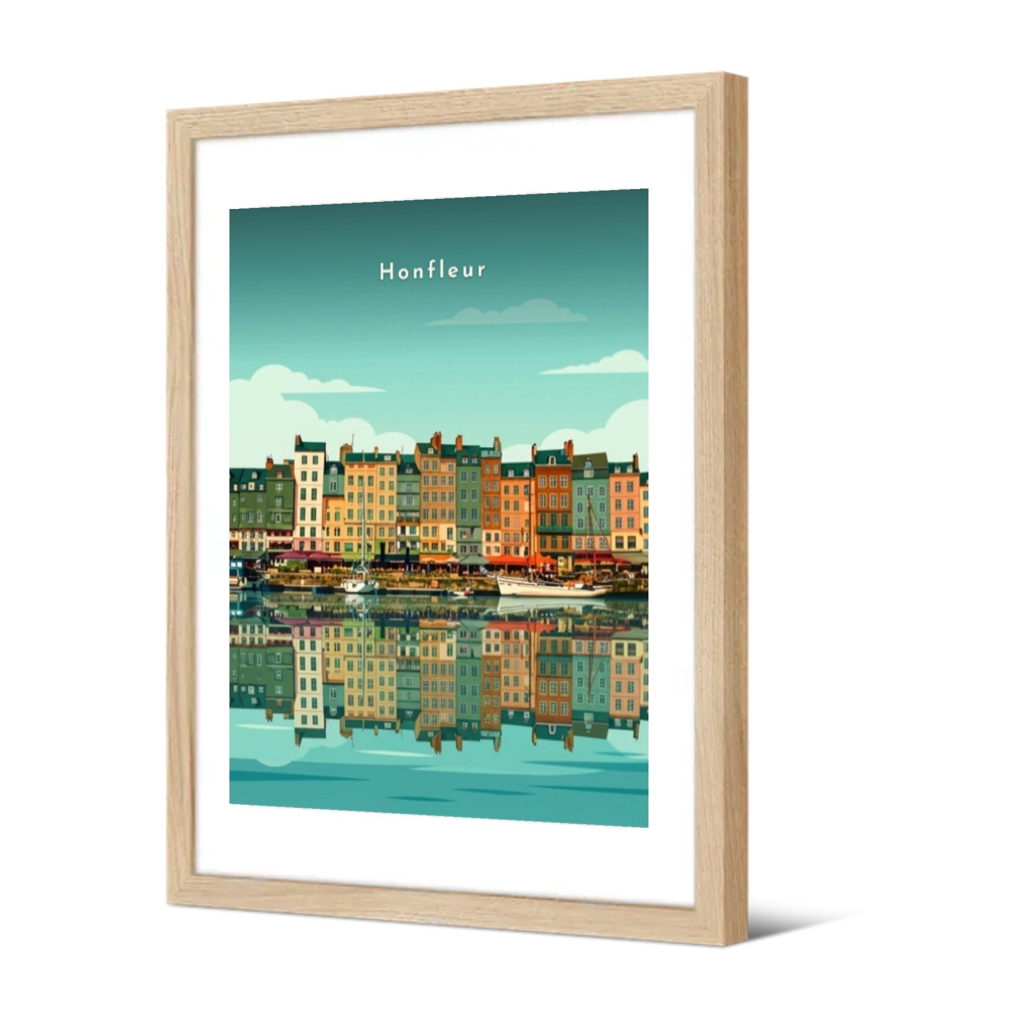 Façades et reflets sur le Vieux Bassin — Pôdevache, encadrée, vue de trois quarts