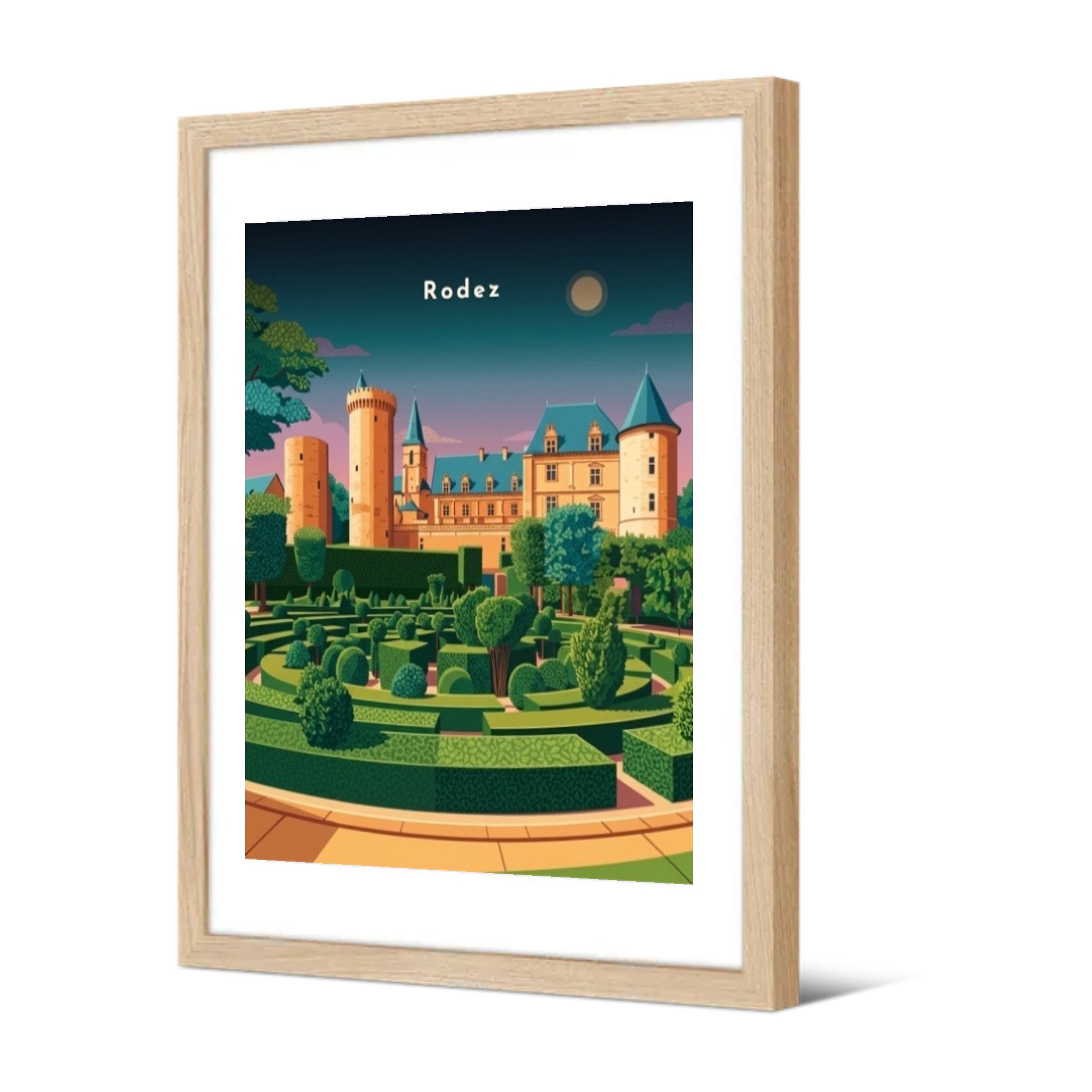 Château et labyrinthe de buis — Pôdevache, encadrée, vue de trois quarts