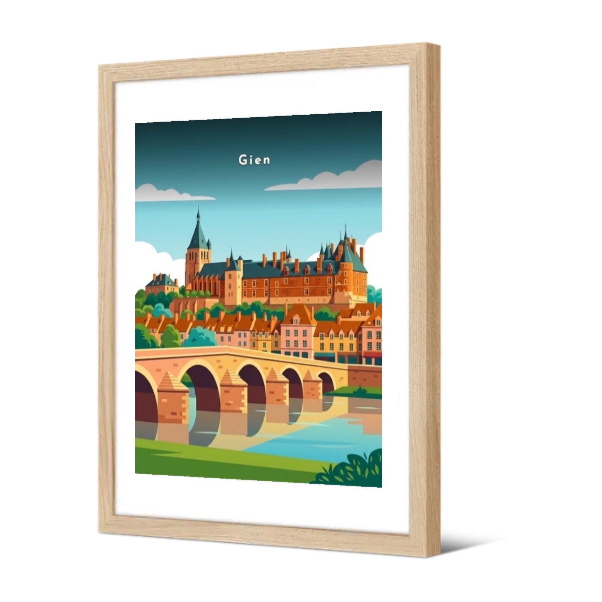 Le château et le vieux pont — Pôdevache, encadrée, vue de trois quarts