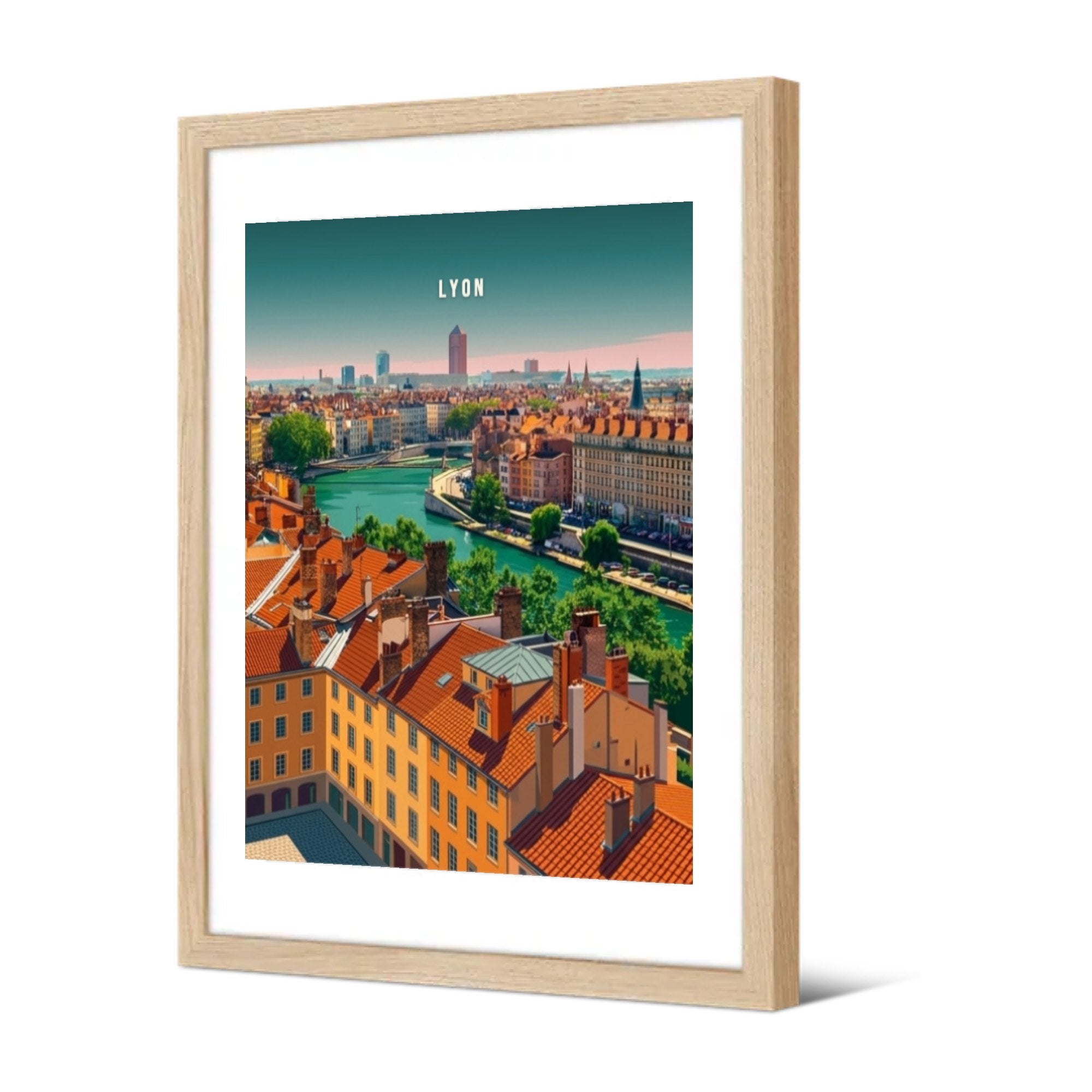 Panorama sur la Saône et la Part-Dieu — Pôdevache, encadrée, vue de trois quarts