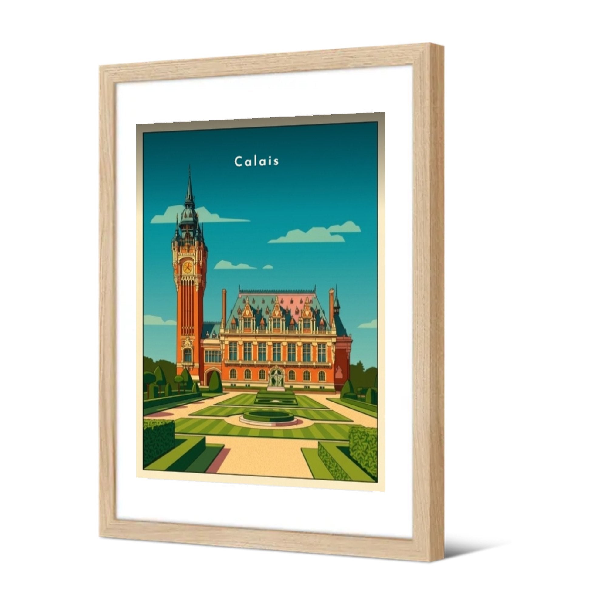 L'Hôtel de Ville et son beffroi — Pôdevache, encadrée, vue de trois quarts