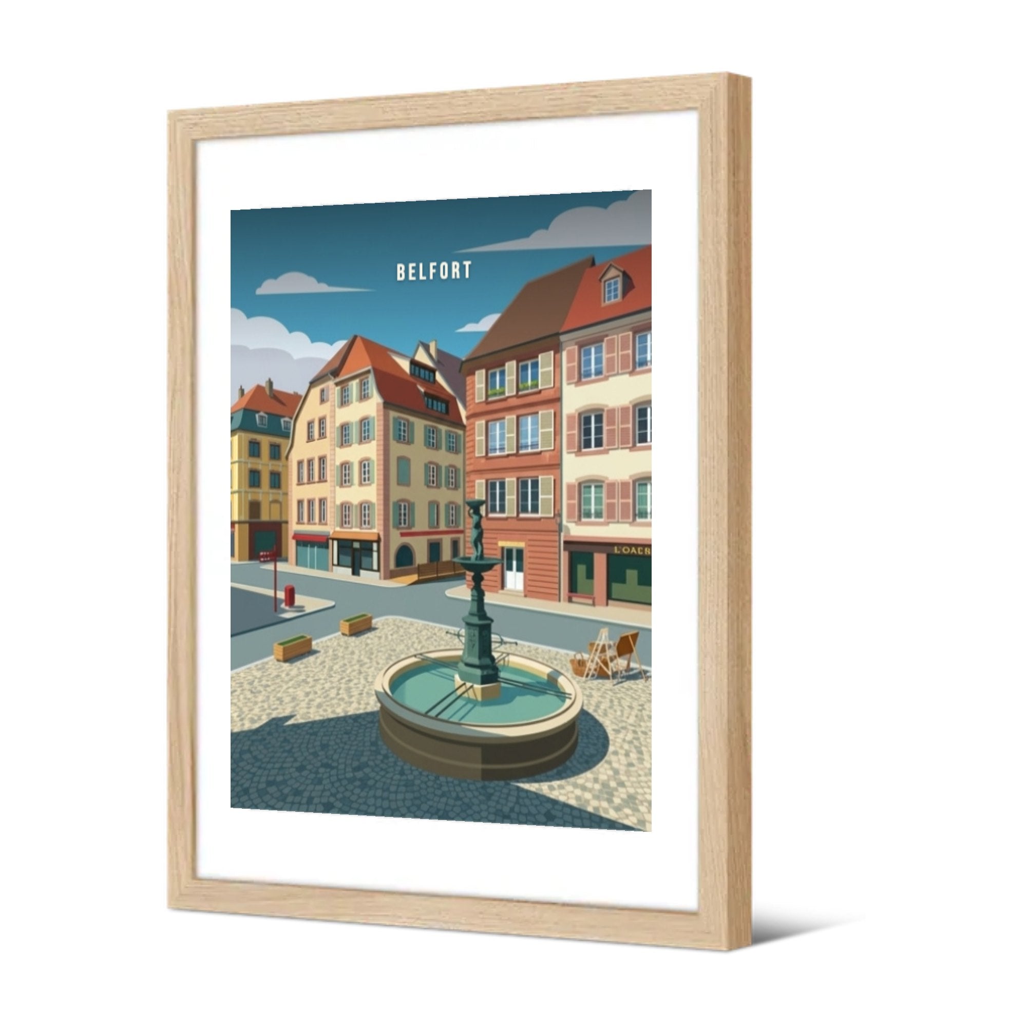 Place de la Petite Fontaine — Pôdevache, encadrée, vue de trois quarts
