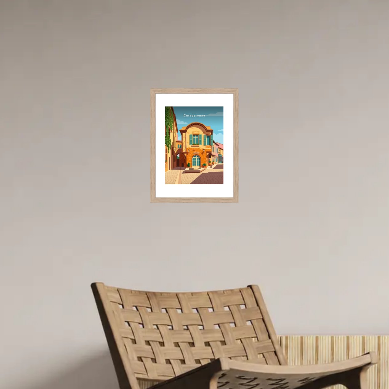 Maison ocre et passage voûté — Pôdevache, en situation sur un mur