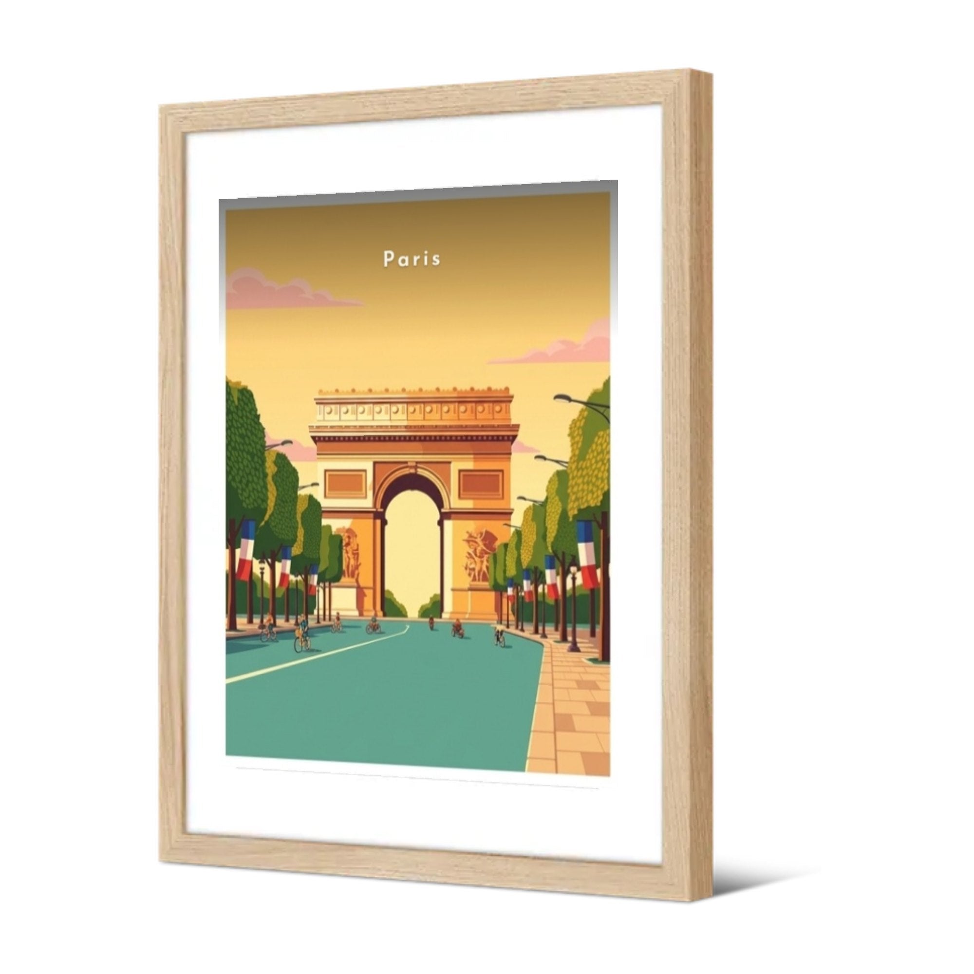 L'Arc de Triomphe et l'avenue pavoisée — Pôdevache, encadrée, vue de trois quarts