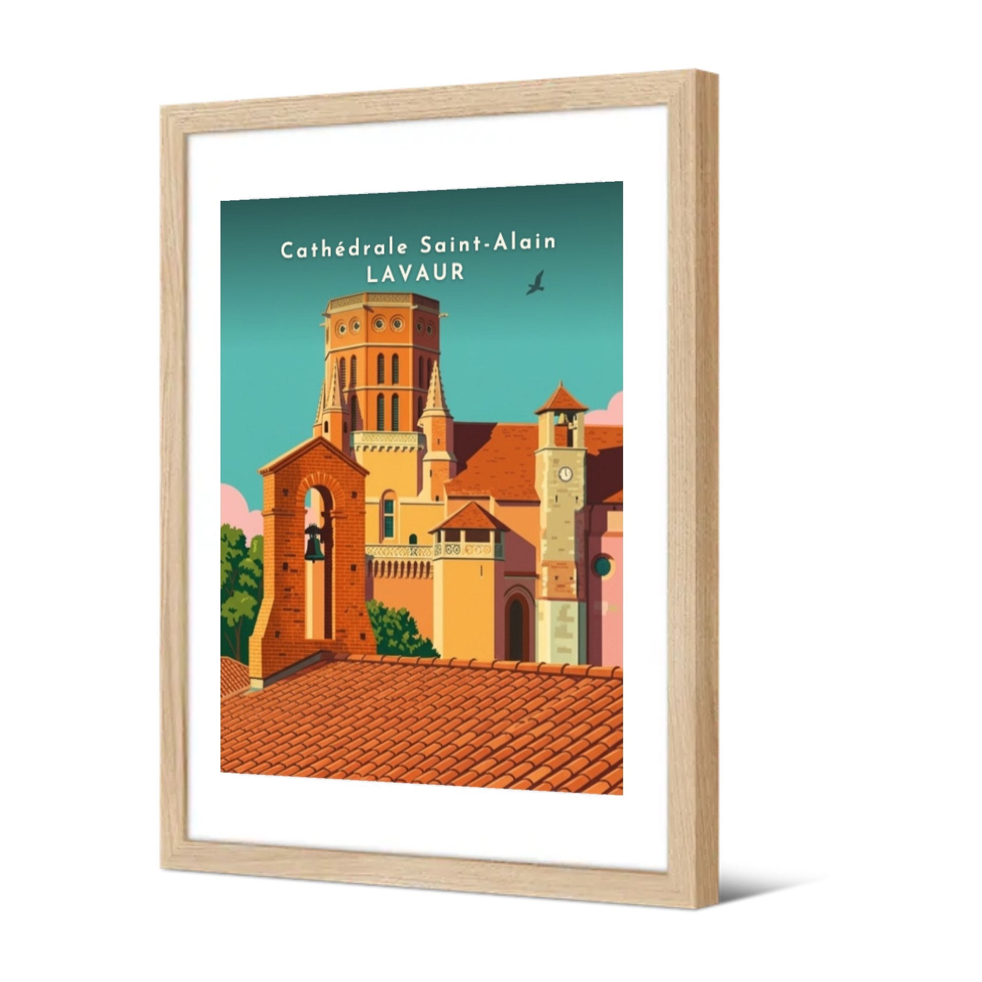 Cathédrale Saint-Alain Lavaur — Pôdevache, encadrée, vue de trois quarts