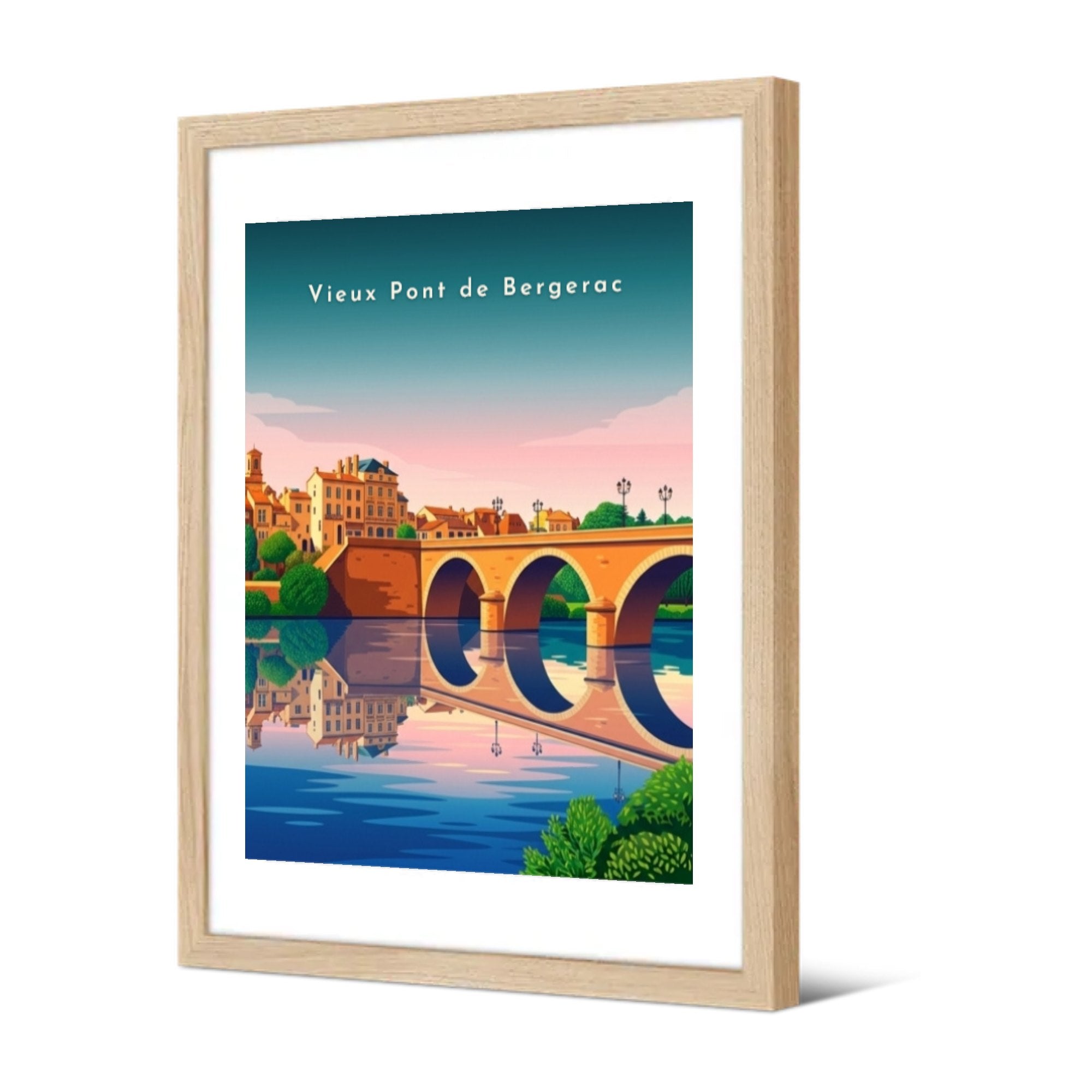 Vieux Pont de Bergerac — Pôdevache, encadrée, vue de trois quarts