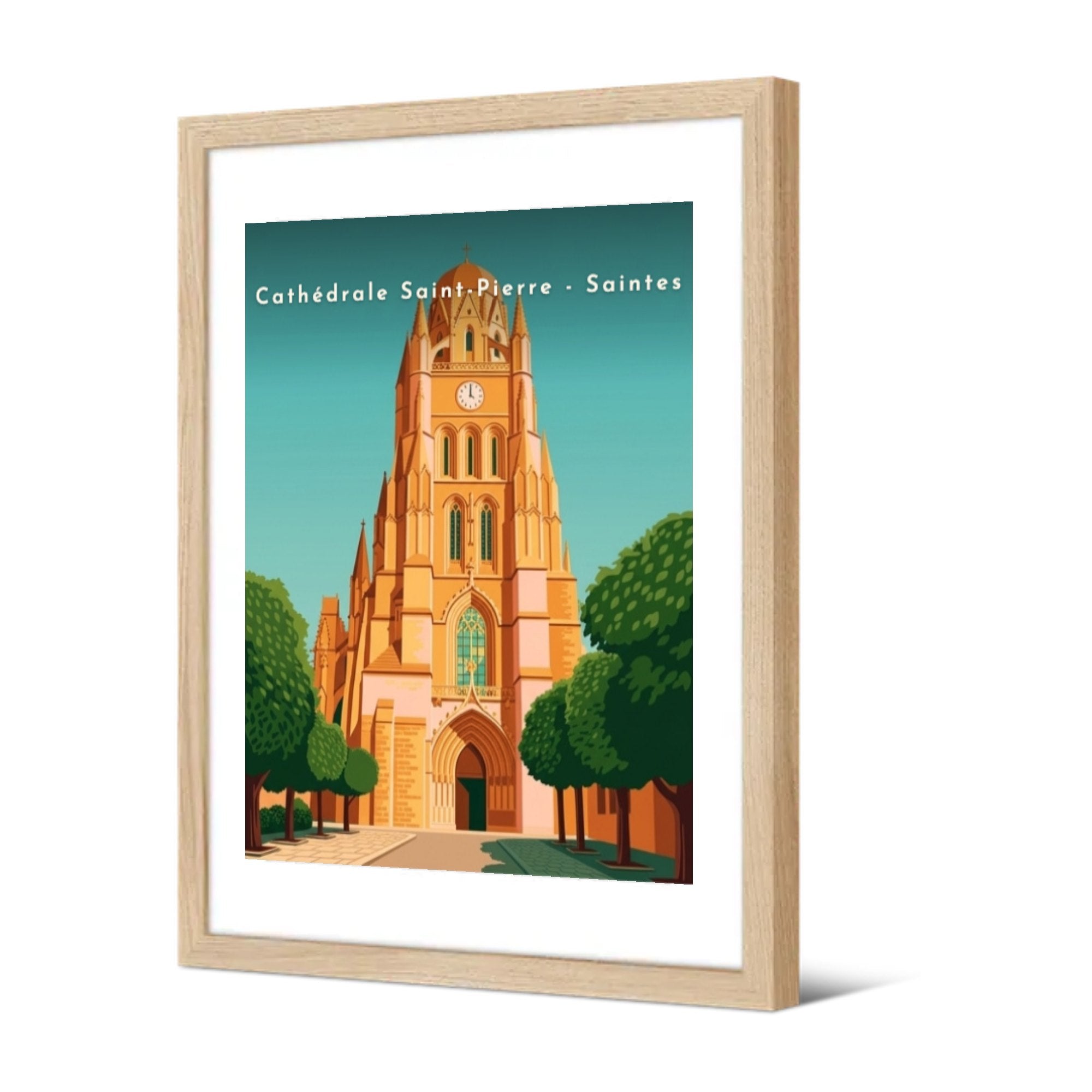 Cathédrale Saint-Pierre - Saintes — Pôdevache, encadrée, vue de trois quarts