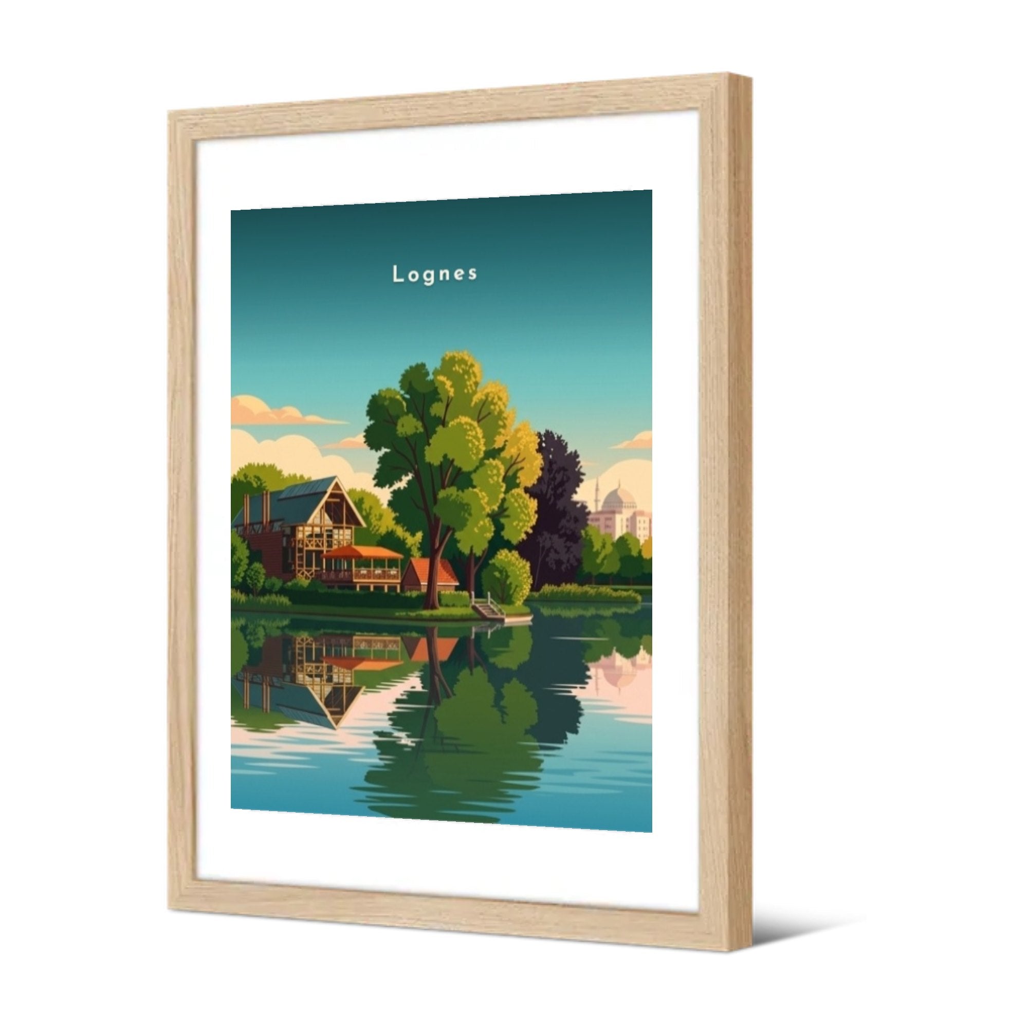 Pavillon et reflets sur l'eau — Pôdevache, encadrée, vue de trois quarts