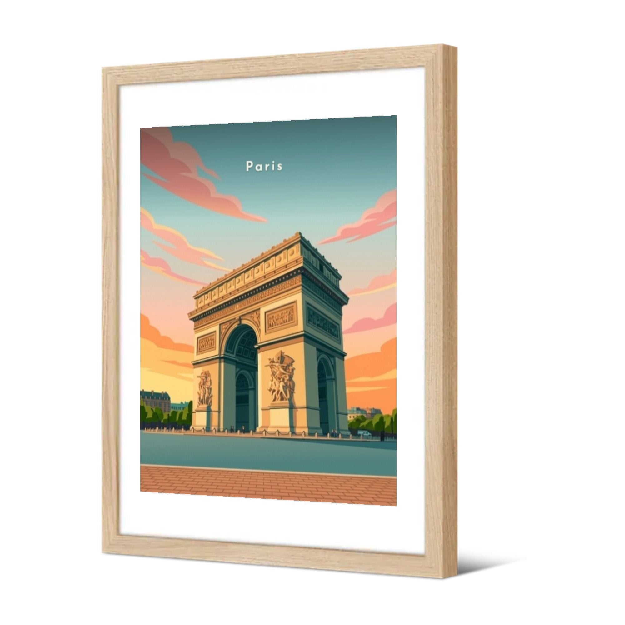 L'Arc de Triomphe de trois-quarts — Pôdevache, encadrée, vue de trois quarts