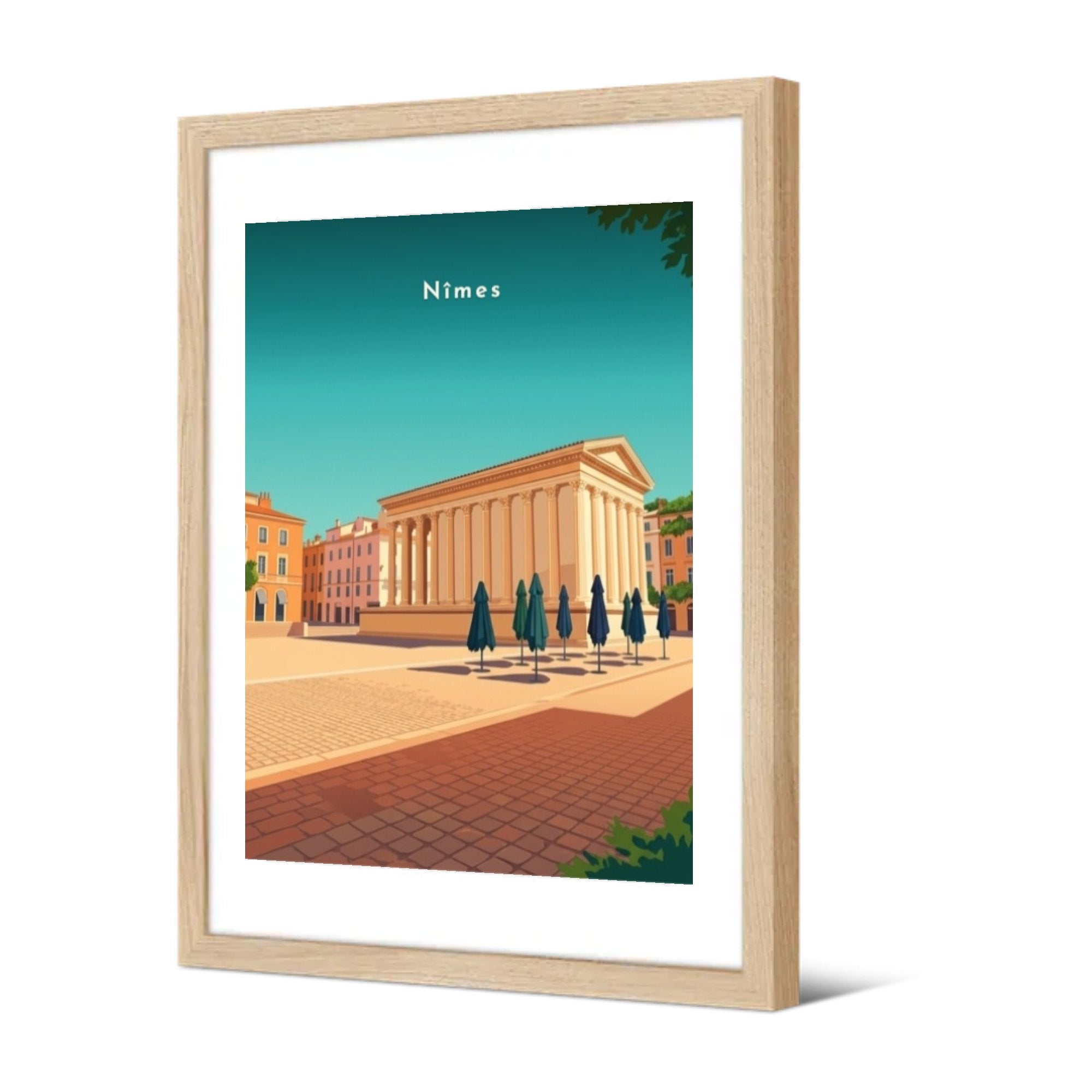 La Maison Carrée depuis la place — Pôdevache, encadrée, vue de trois quarts