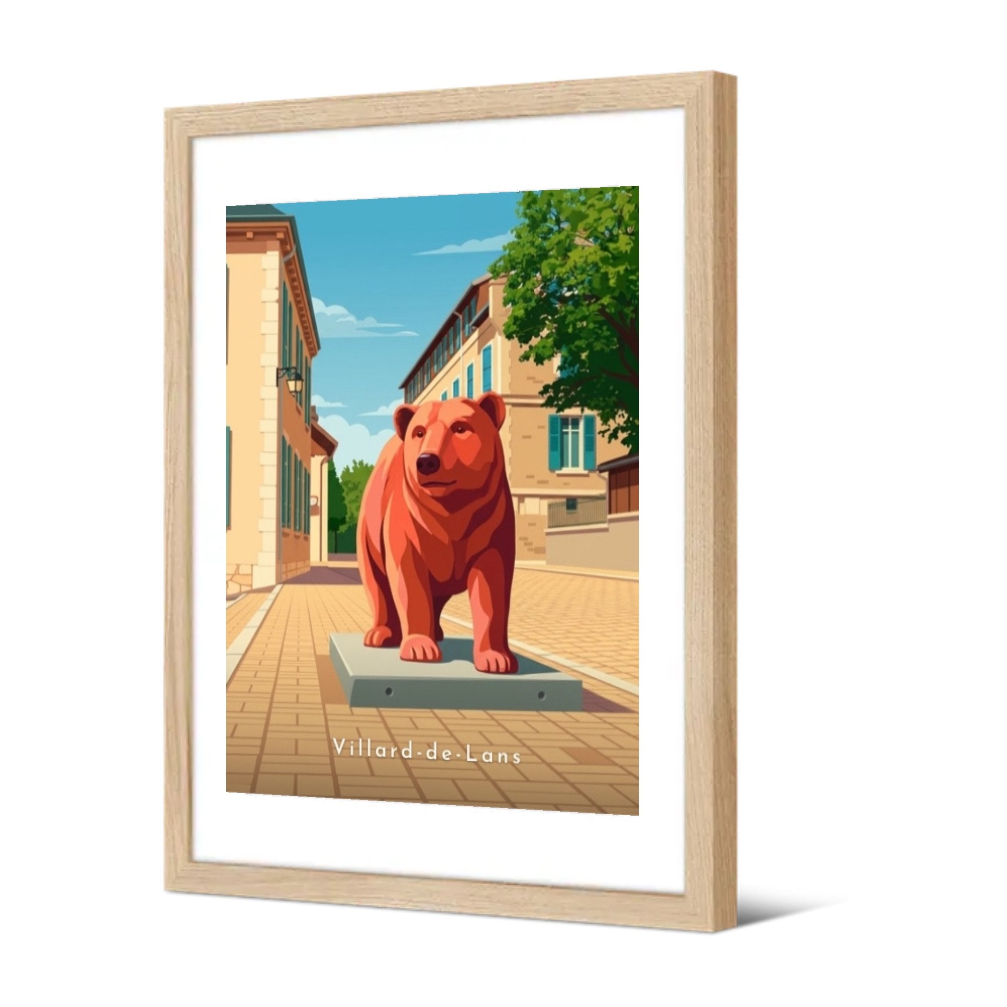 Statue de l'Ours — Pôdevache, encadrée, vue de trois quarts