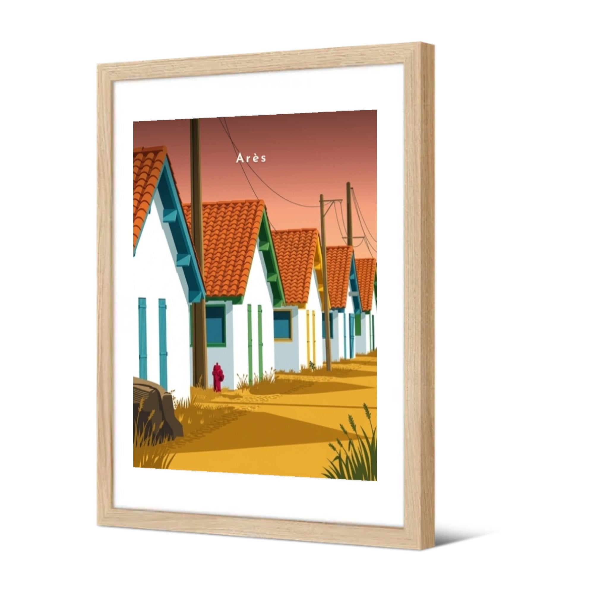 Cabanes du port ostréicole — Pôdevache, encadrée, vue de trois quarts