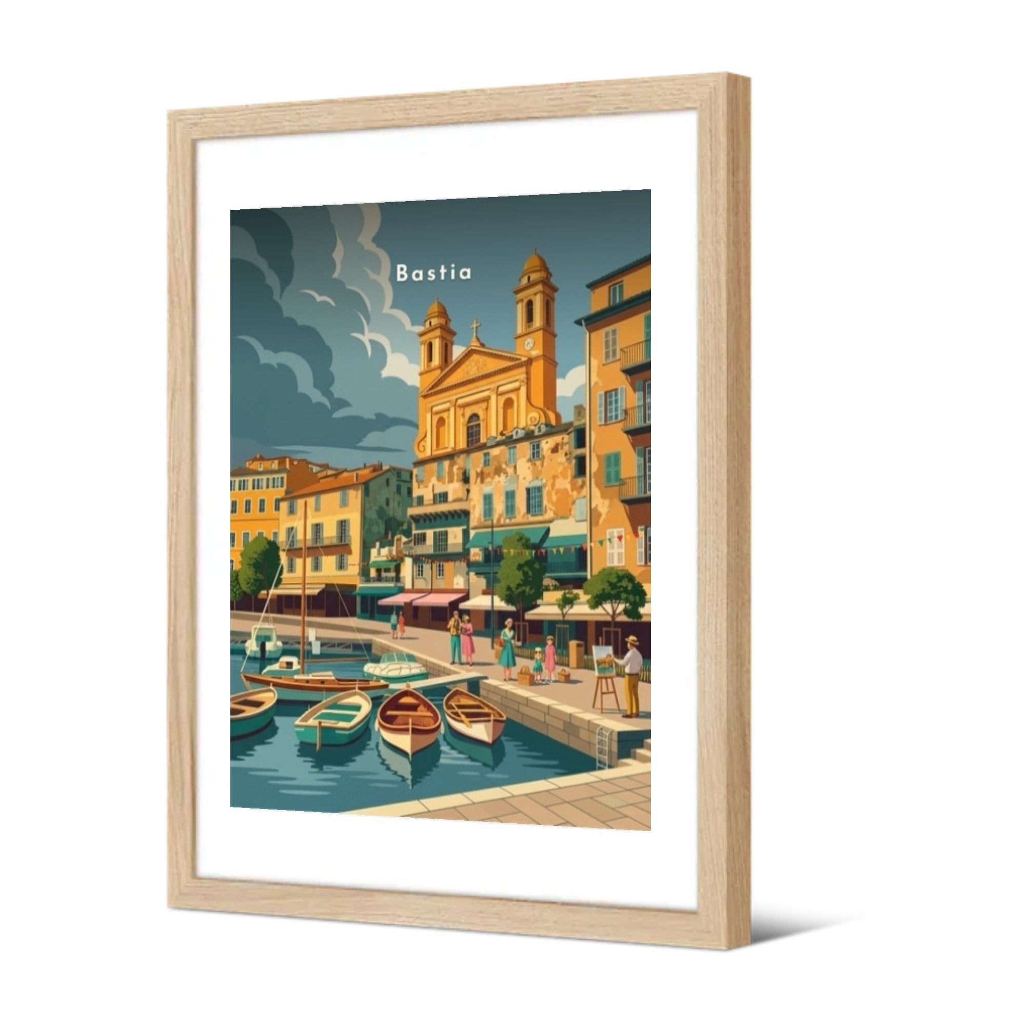 Les barques et les quais du Vieux-Port — Pôdevache, encadrée, vue de trois quarts