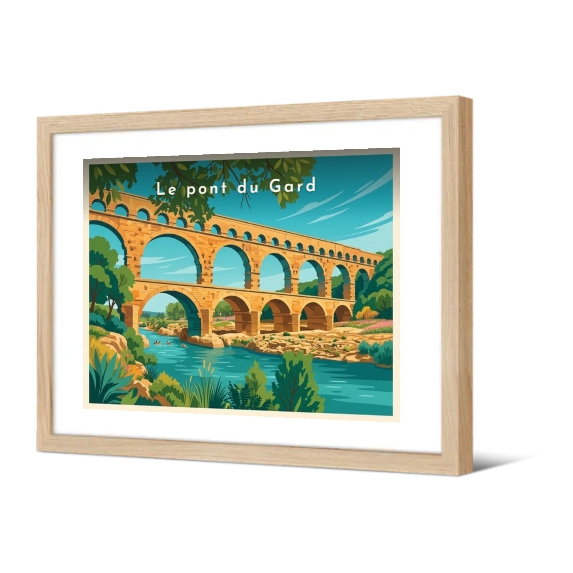 Le pont du Gard — Pôdevache, encadrée, vue de trois quarts
