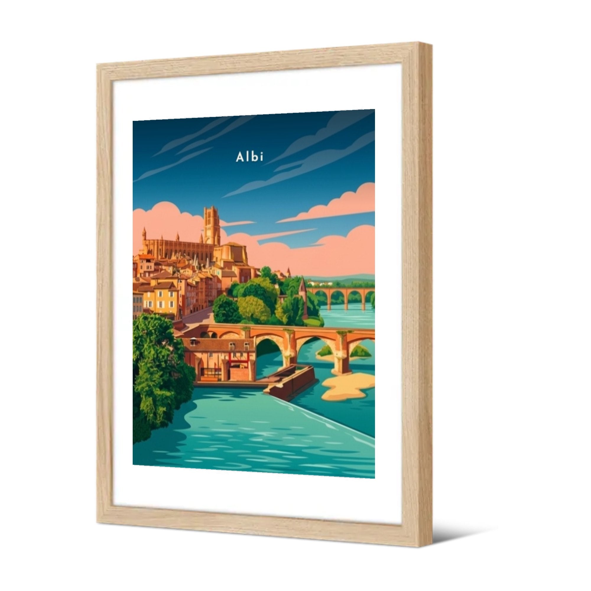 Cathédrale Sainte-Cécile et Pont Vieux — Pôdevache, encadrée, vue de trois quarts