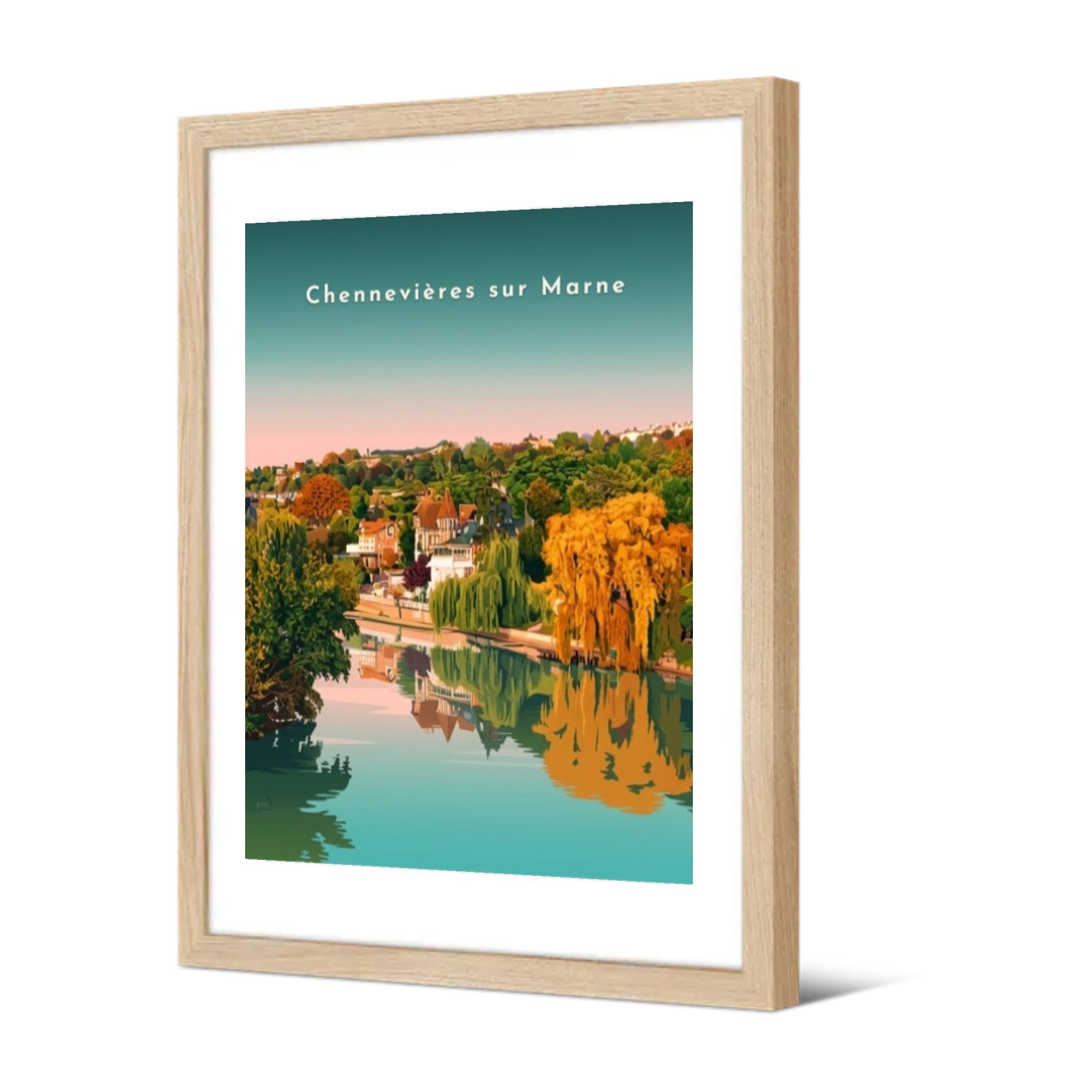 Reflets sur la Marne — Pôdevache, encadrée, vue de trois quarts