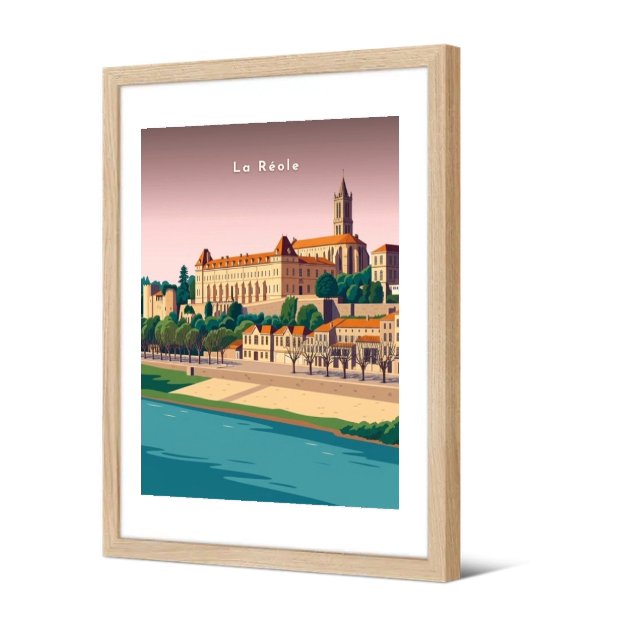 Le prieuré surplombant la ville — Pôdevache, encadrée, vue de trois quarts