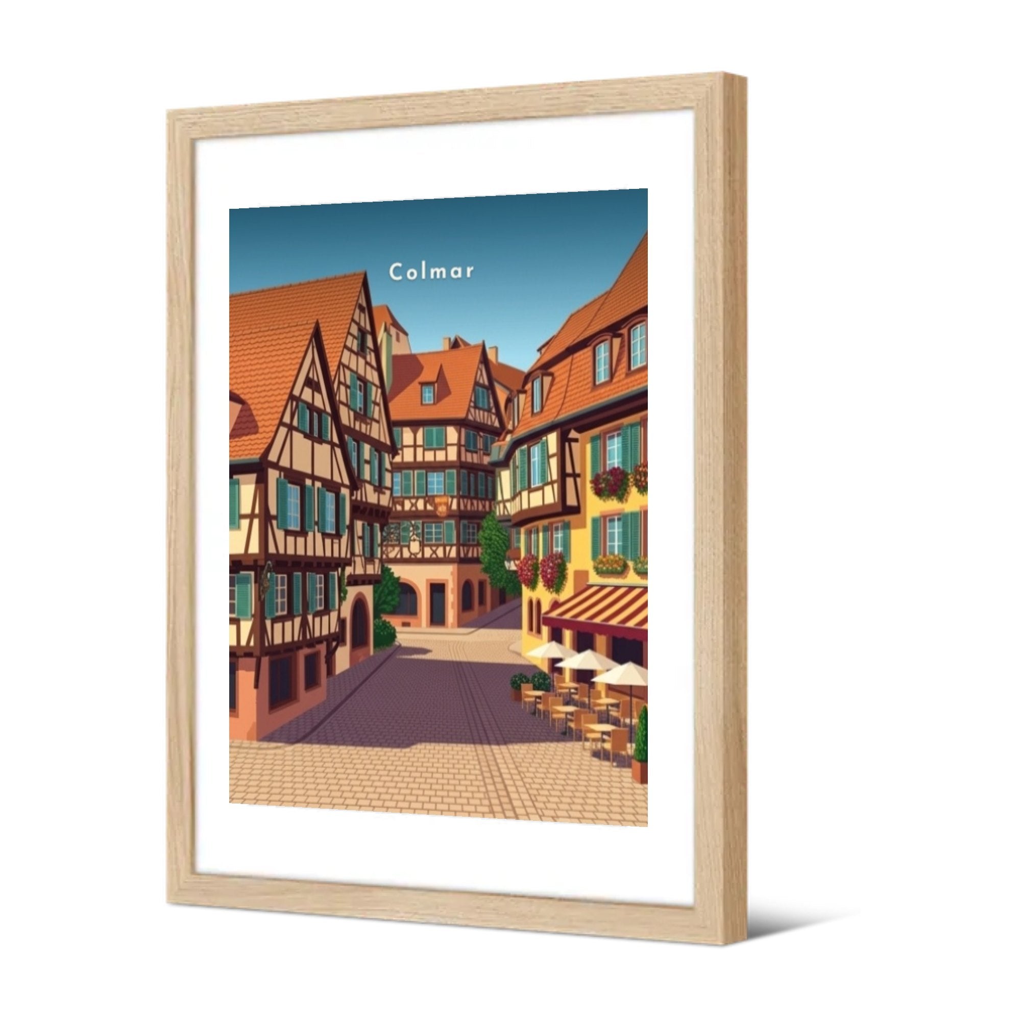 Maisons à colombages de la vieille ville — Pôdevache, encadrée, vue de trois quarts