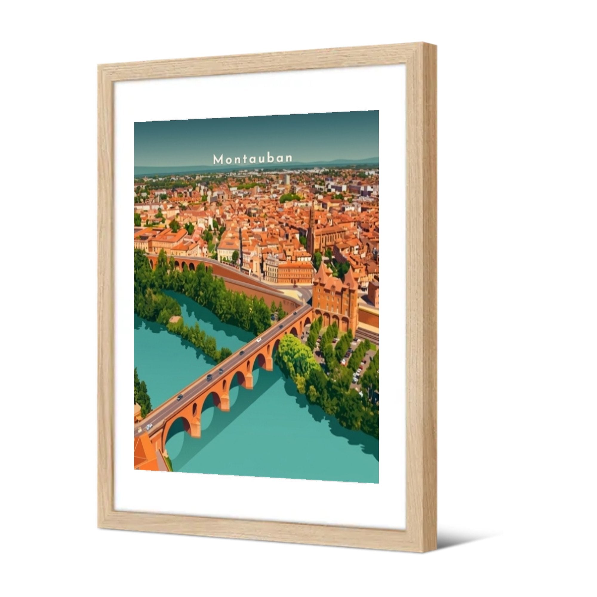 Le Pont Vieux et le musée Ingres — Pôdevache, encadrée, vue de trois quarts