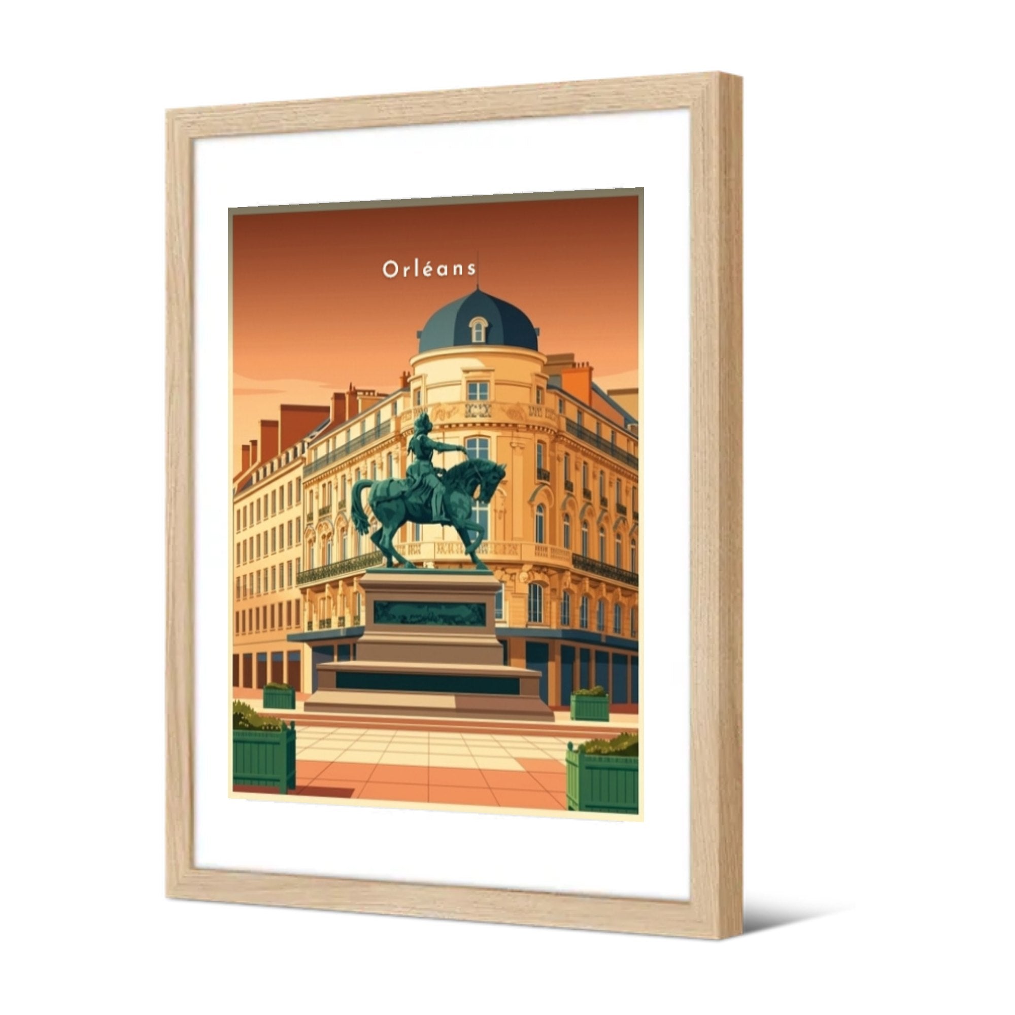 Place du Martroi — Pôdevache, encadrée, vue de trois quarts